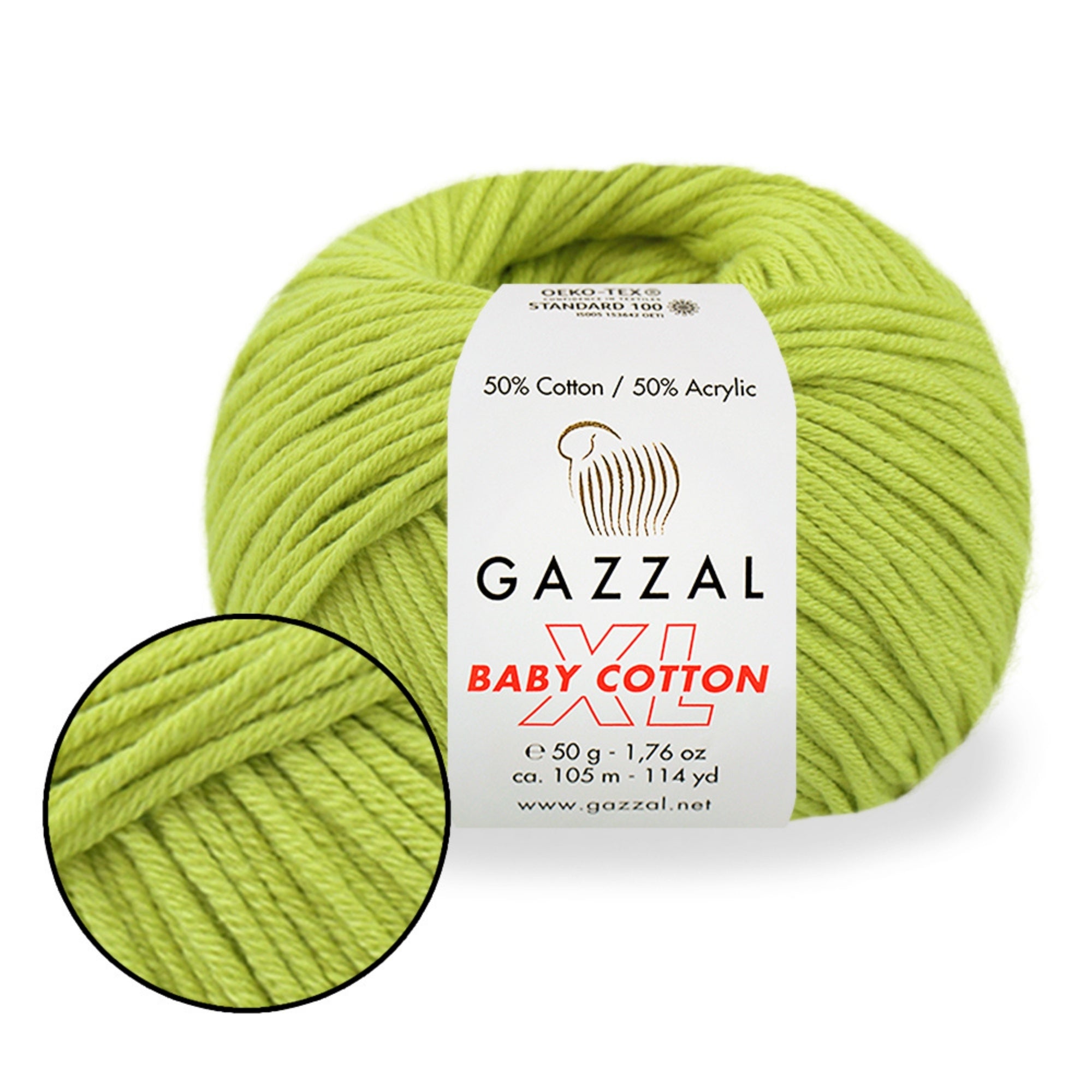 Gazzal Baby Cotton XL, 29 colors, 1.76 oz / 114 yds