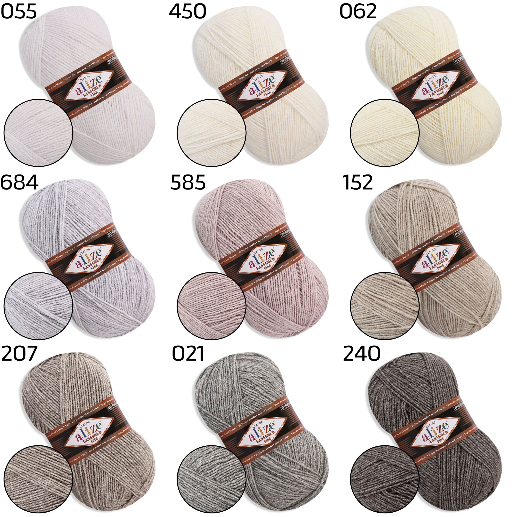 Alize LanaGold Fine, 31 colors, 3.53 oz / 426 yds