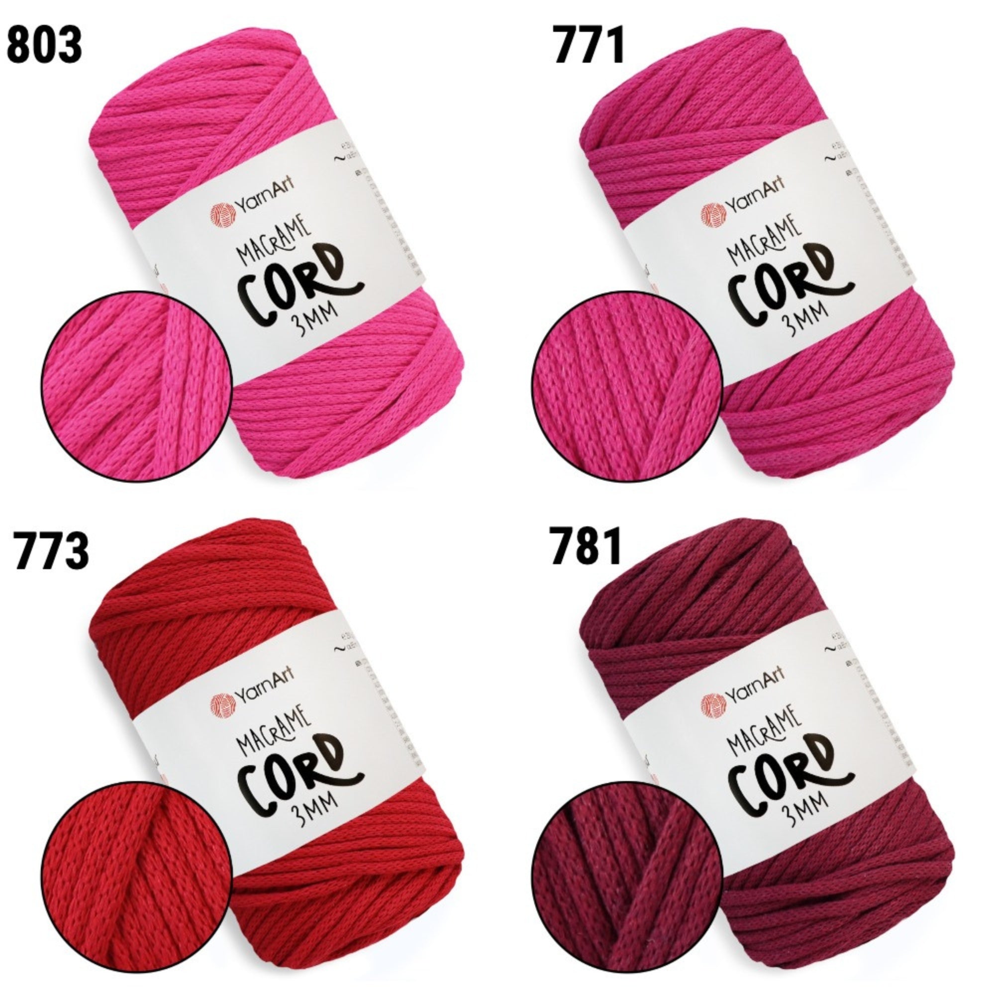 YarnArt Macrame Cord 3 mm, 22 colors, 8.8 oz / 109 yds