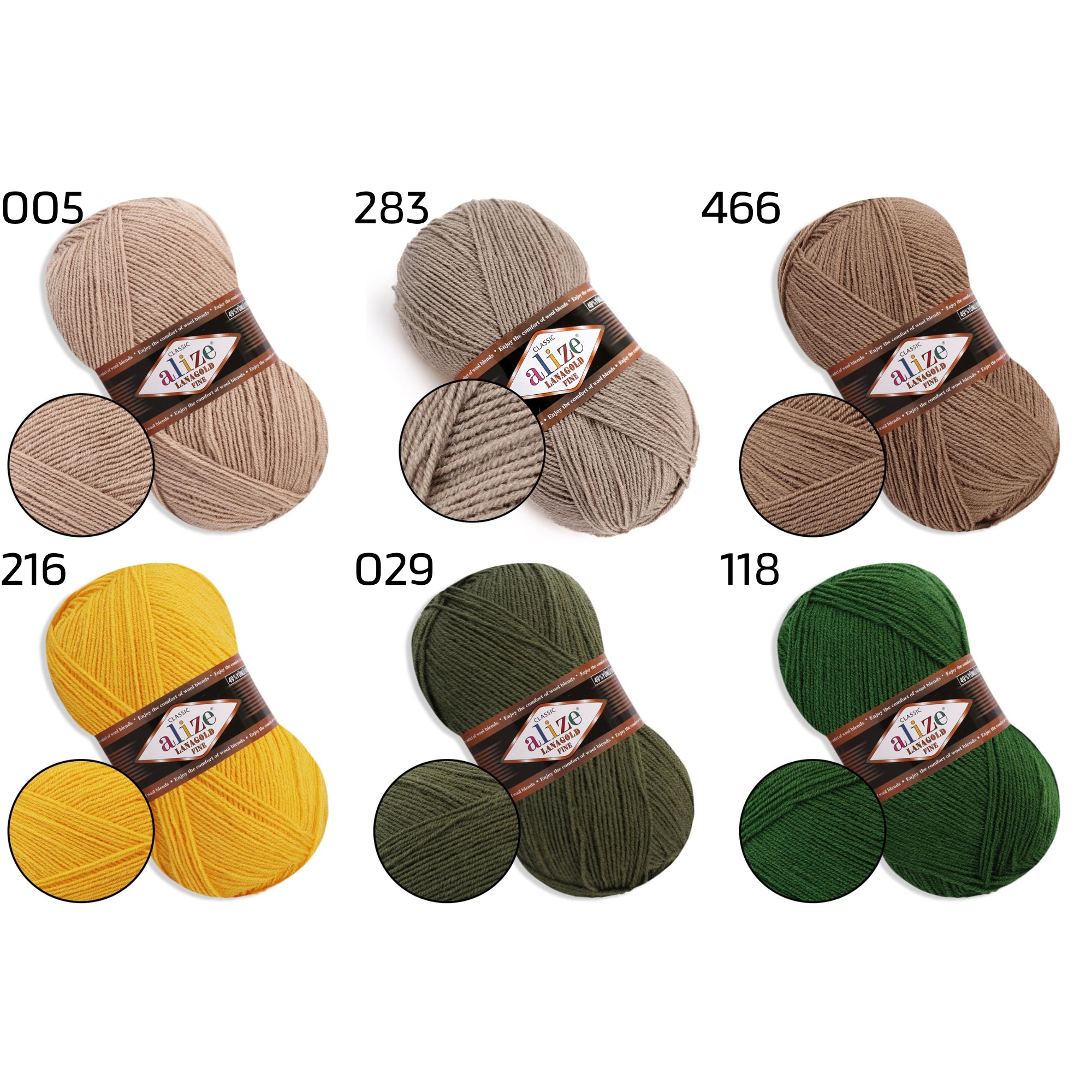 Alize LanaGold Fine, 31 colors, 3.53 oz / 426 yds