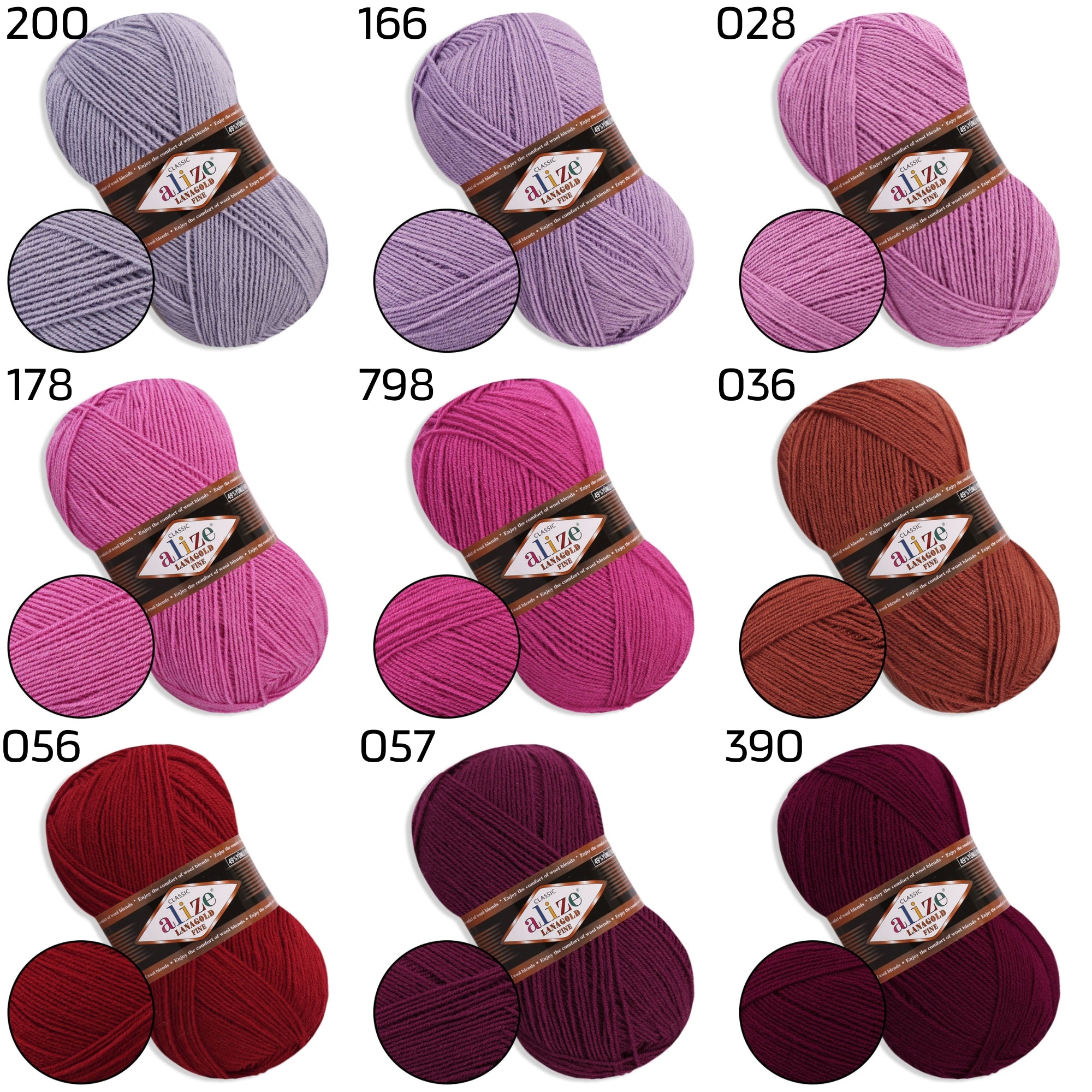 Alize LanaGold Fine, 31 colors, 3.53 oz / 426 yds