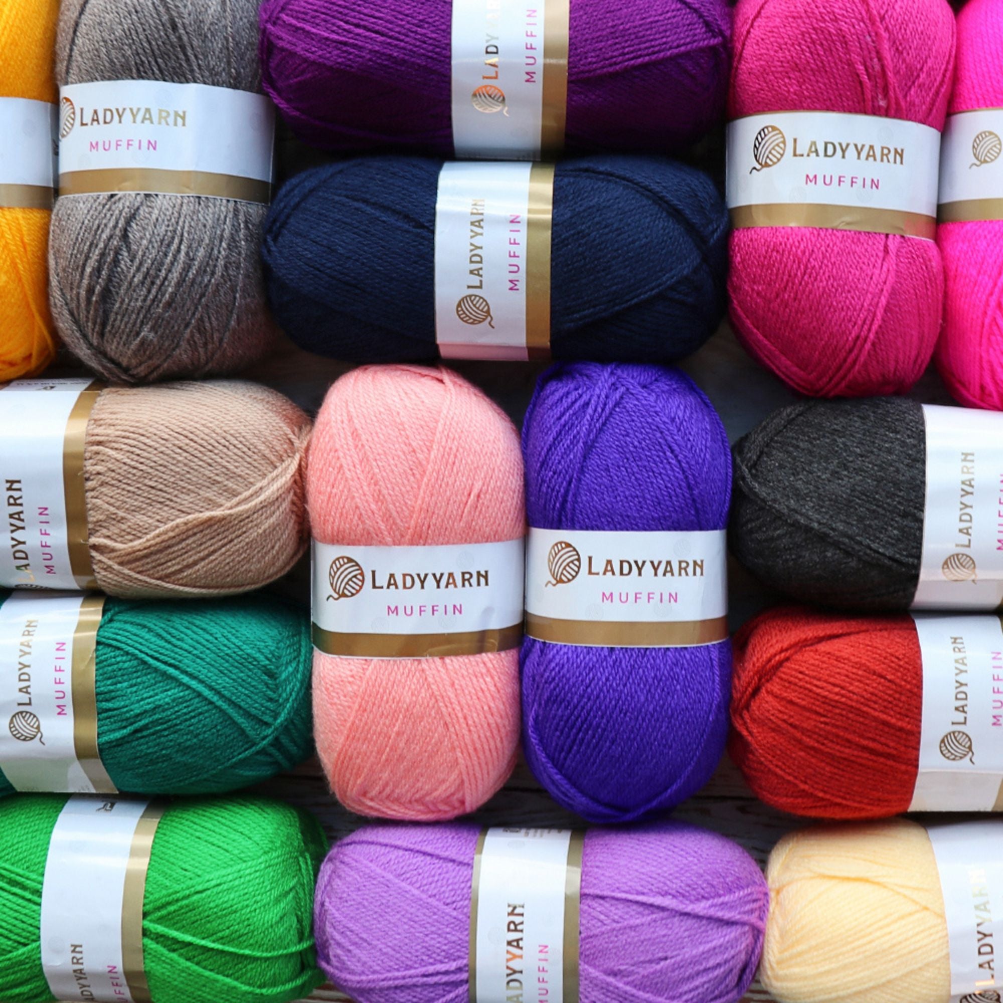 Lady Yarn Muffin, 36 colors, 3.5 oz / 525 yds
