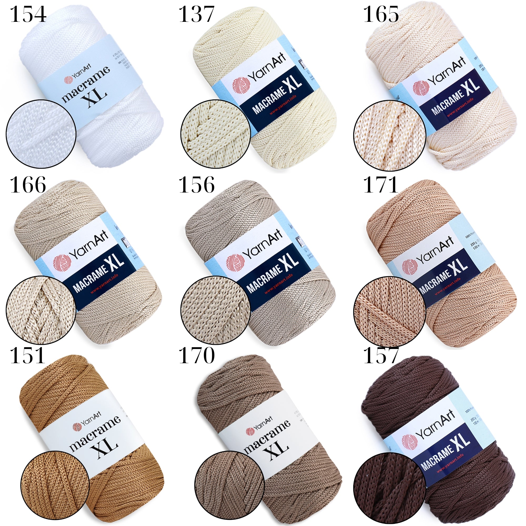 YarnArt Macrame XL, 30 colors, 8.82 oz / 142 yds