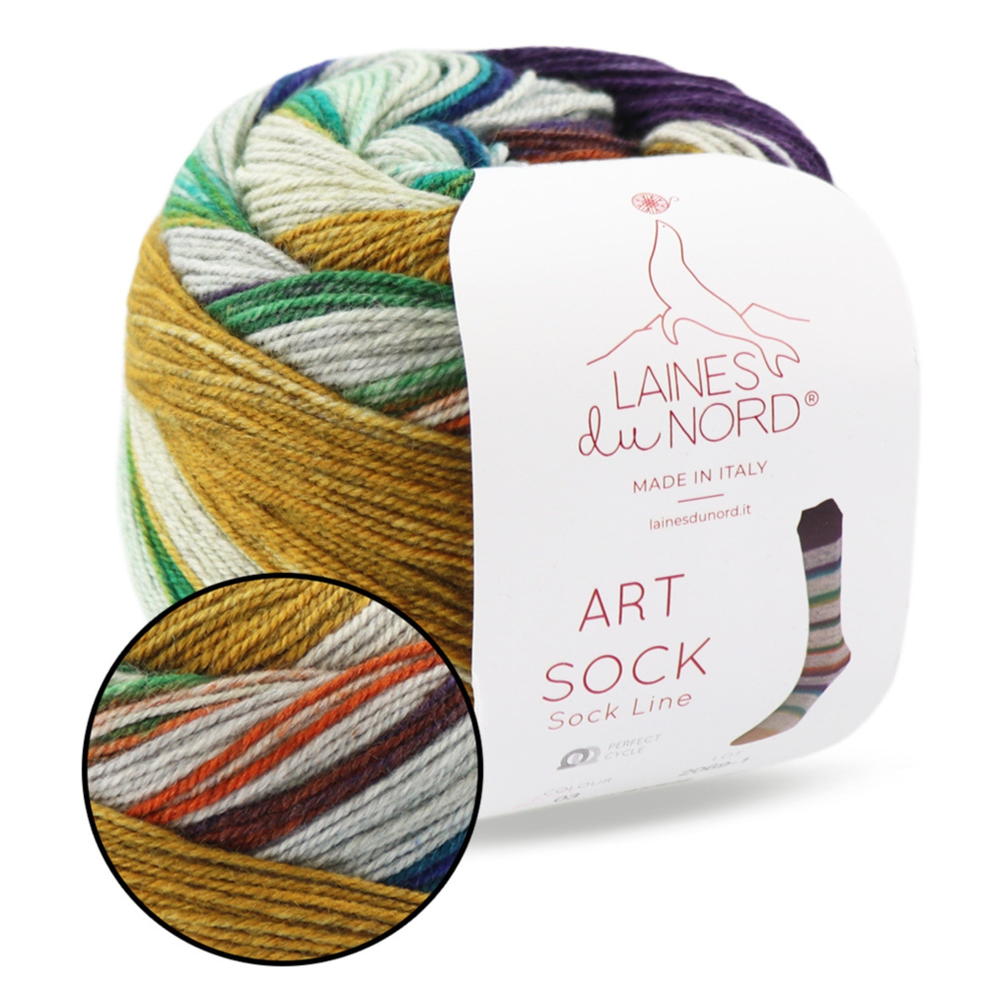 Laines du Nord Art Socks, 4 colors, 3.53 oz / 459 yds