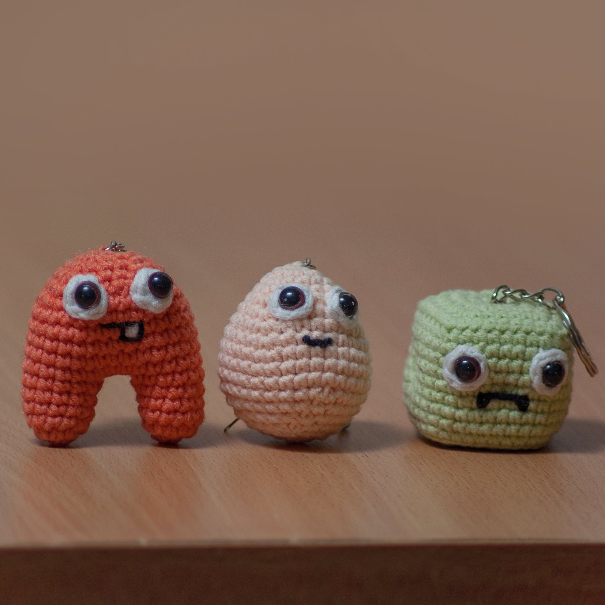 MONSTERS KEYCHAIN 3-IN-1 Crochet Pattern (skill level Beginner)