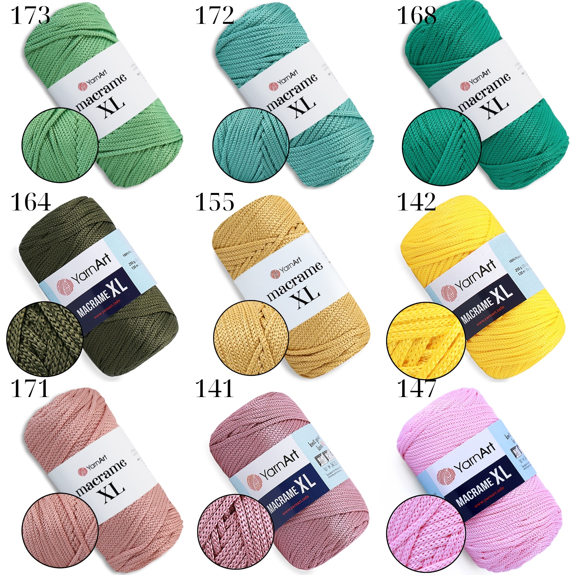 YarnArt Macrame XL, 30 colors, 8.82 oz / 142 yds