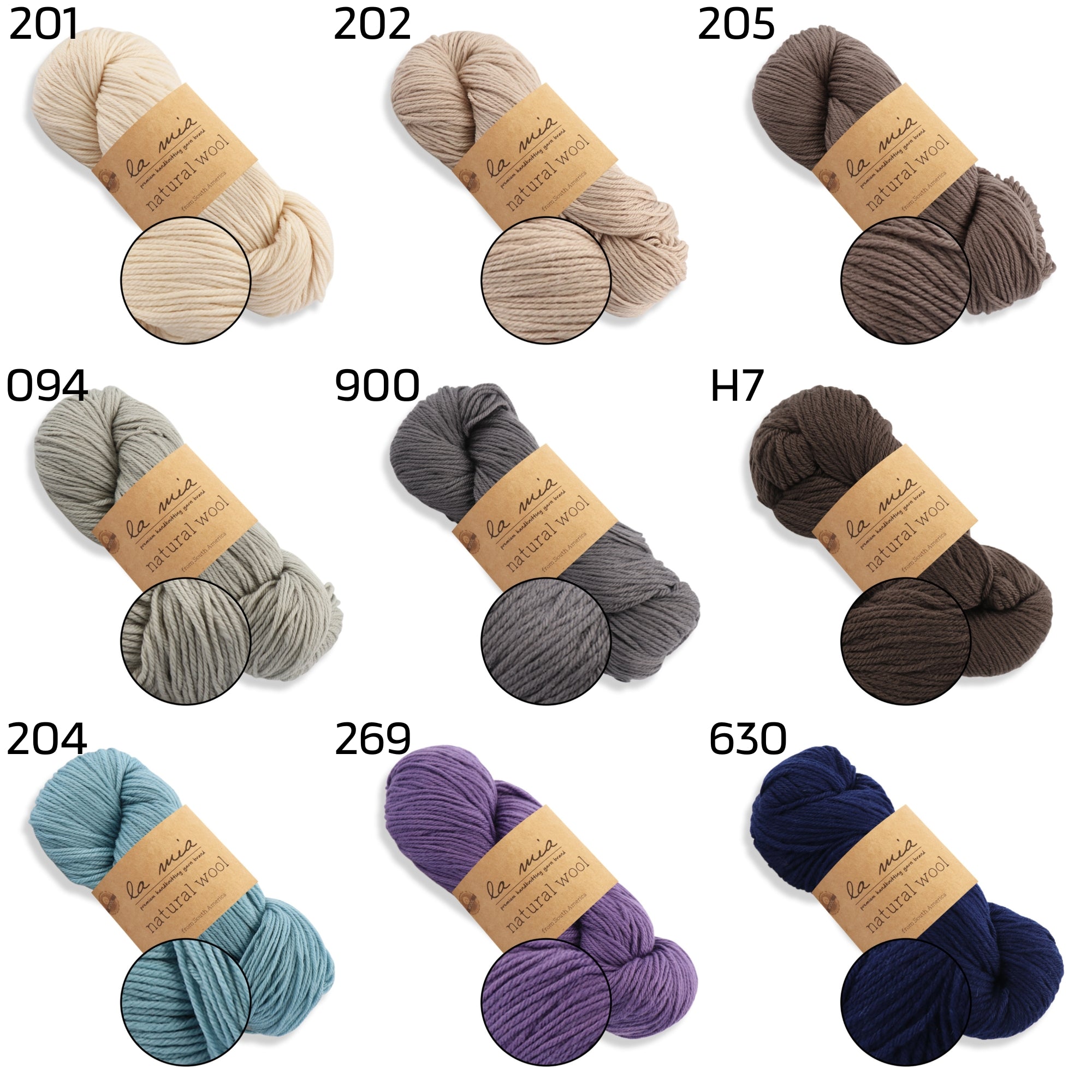 La Mia Natural Wool, 11 colors, 3.52 oz / 219 yds