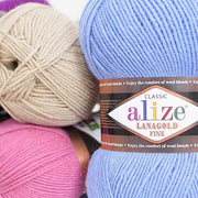 Alize LanaGold Fine, 31 colors, 3.53 oz / 426 yds