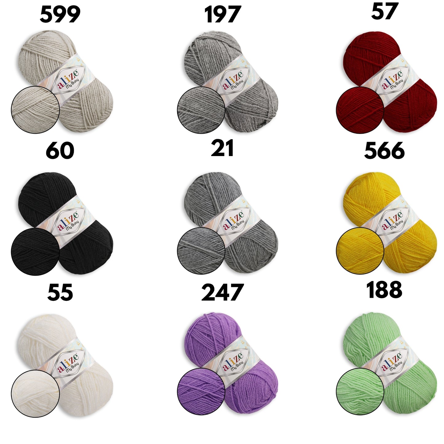 Alize My Baby, 42 colors, 4.1 oz / 394 yds