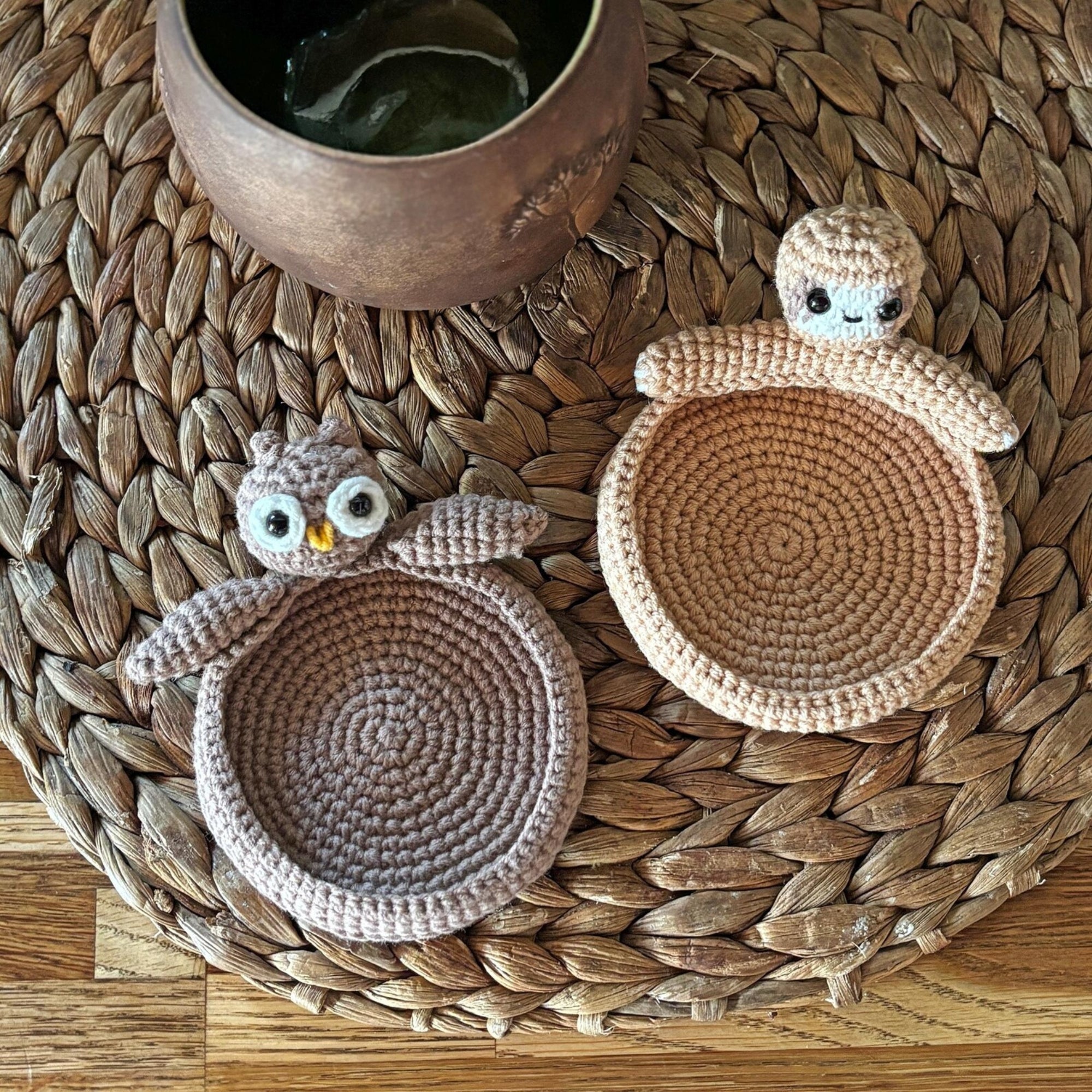 Coasters Sloth & Owl Crochet Kit (skill level Beginner)