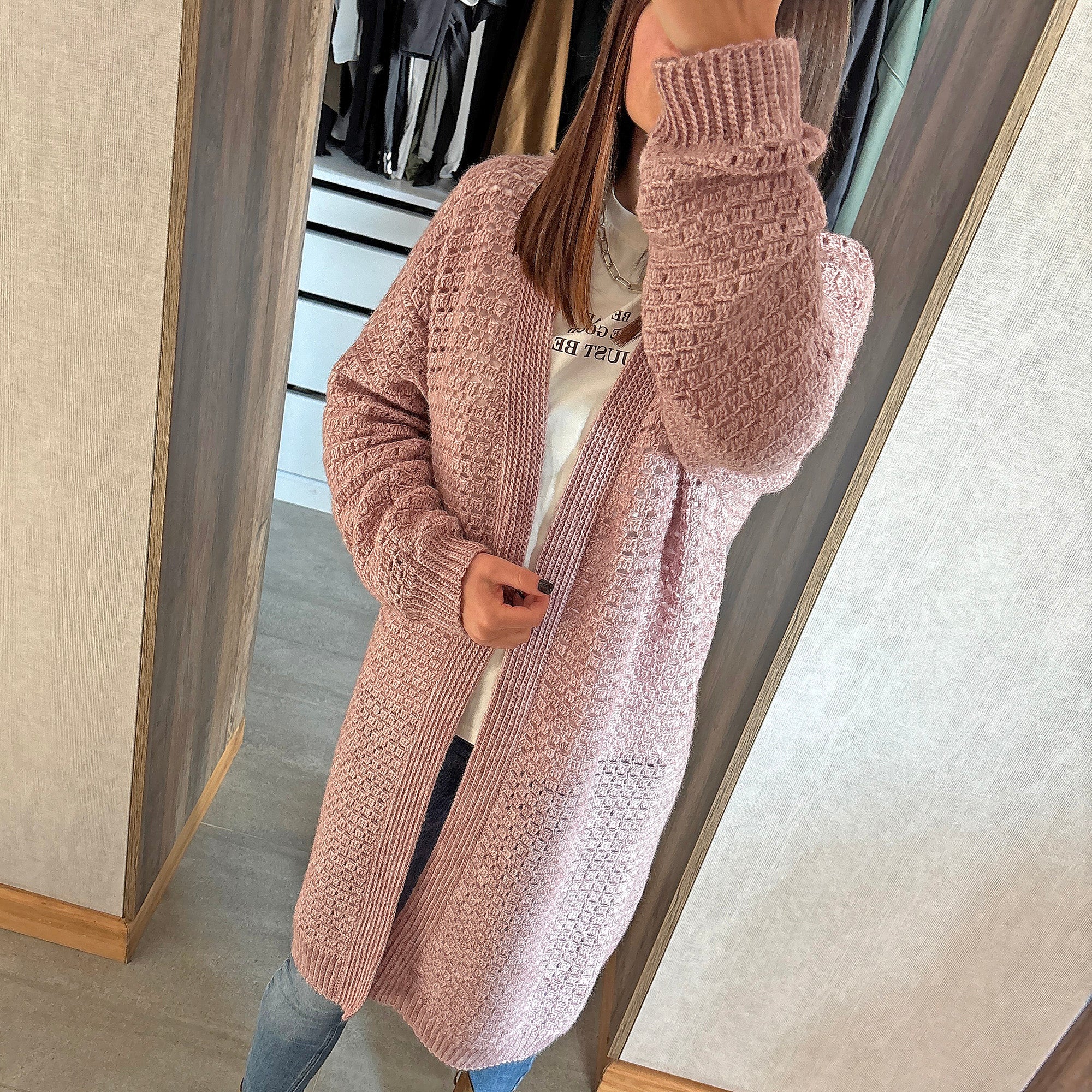 Pink Mist Cardigan Crochet Kit (skill level Intermediate)