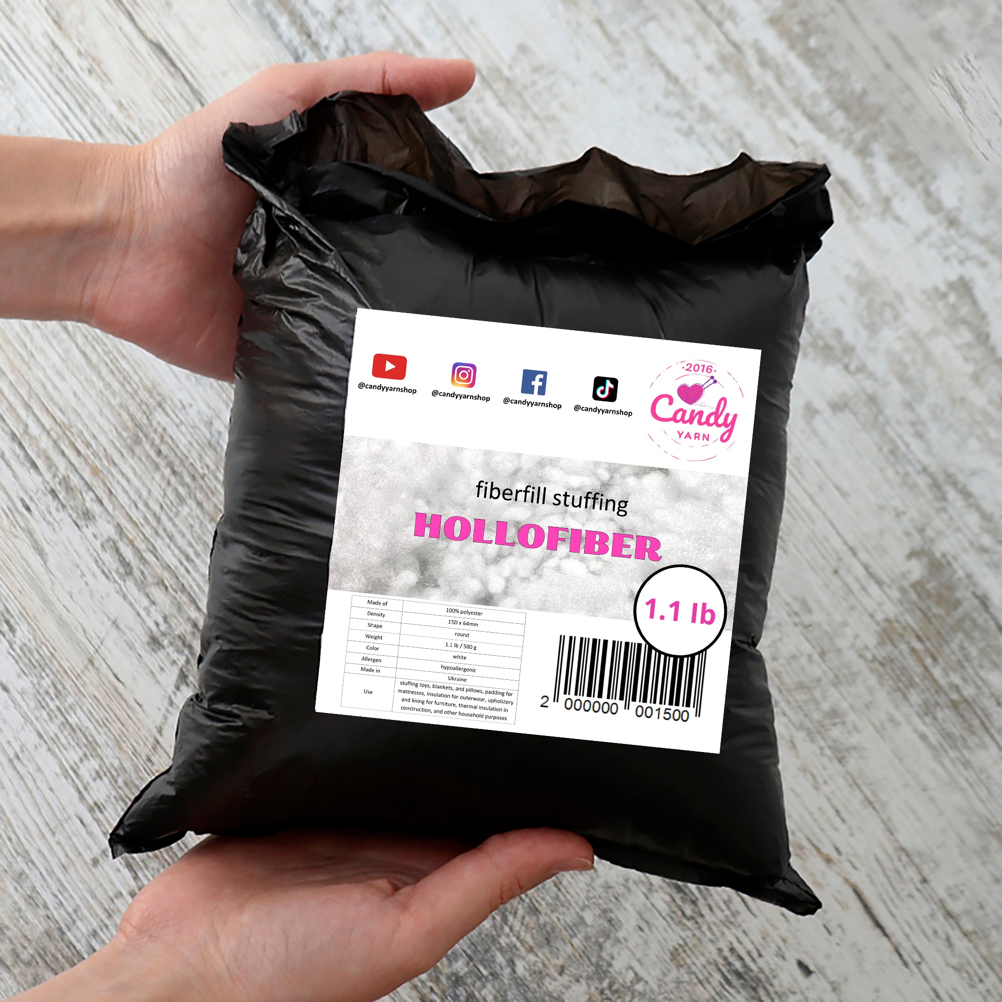 Premium Hypoallergenic Hollofiber Stuffing - 100g to 5kg (3.5oz to 11lbs)