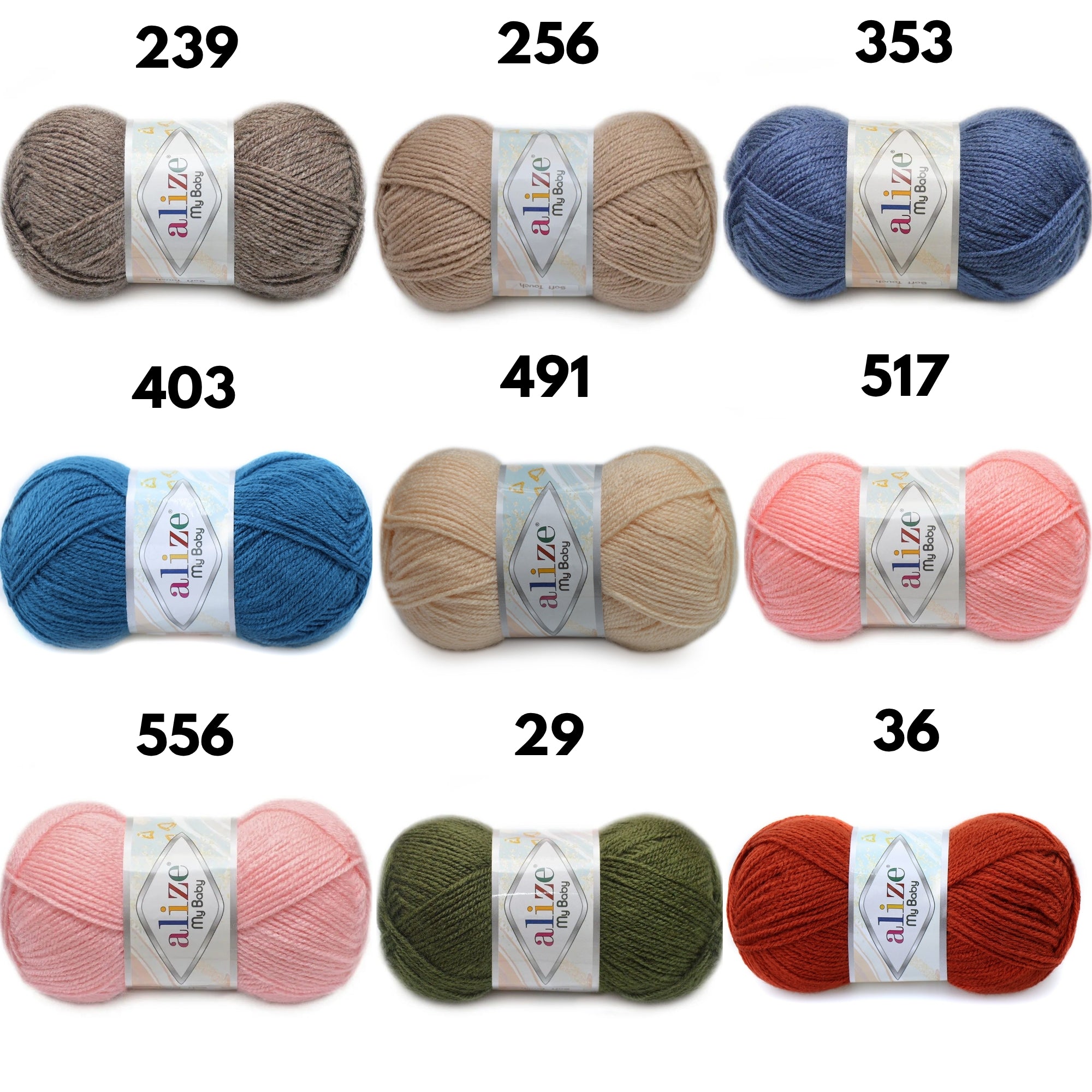 Alize My Baby, 42 colors, 4.1 oz / 394 yds