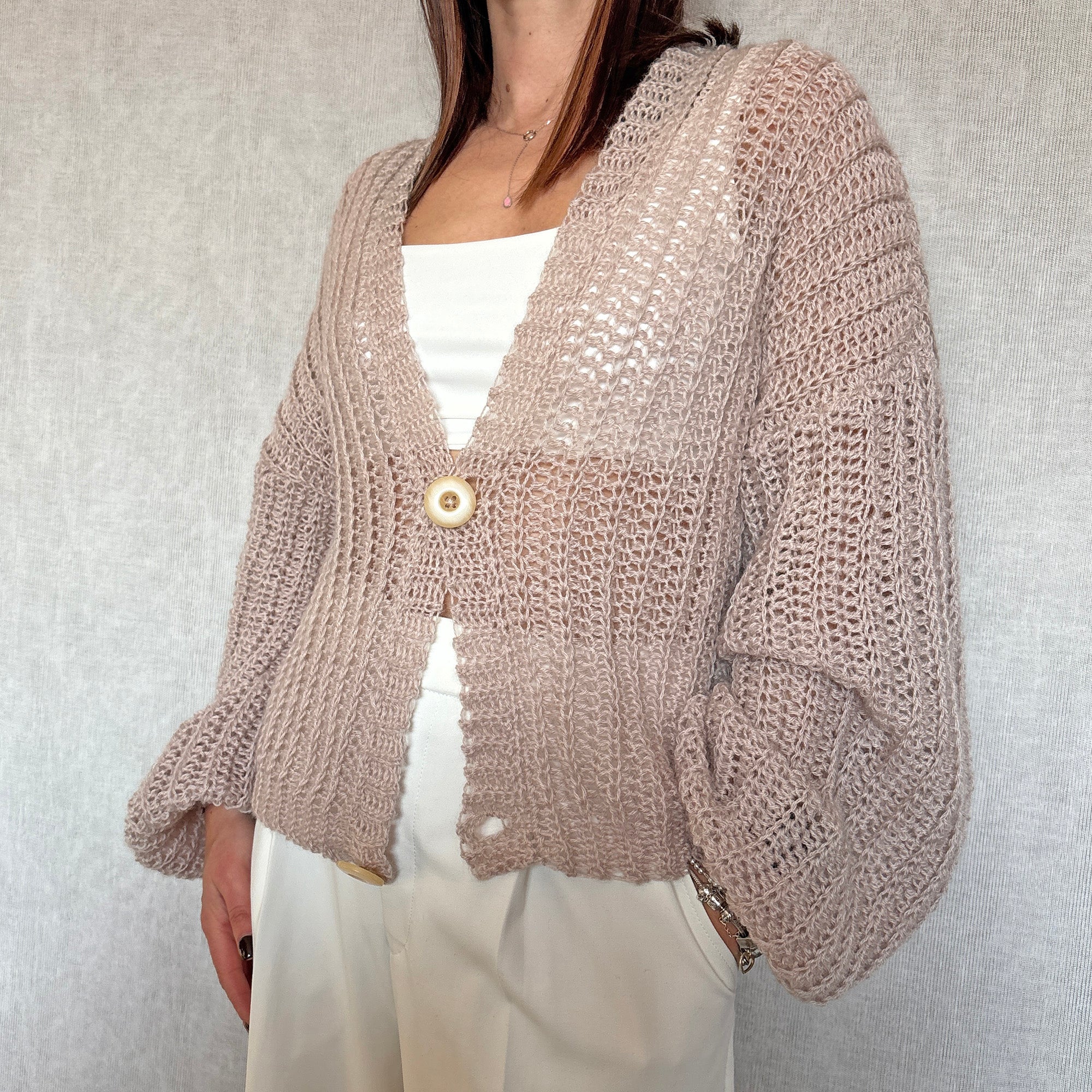 BLOW KISS CARDIGAN Crochet Pattern (skill level beginner)