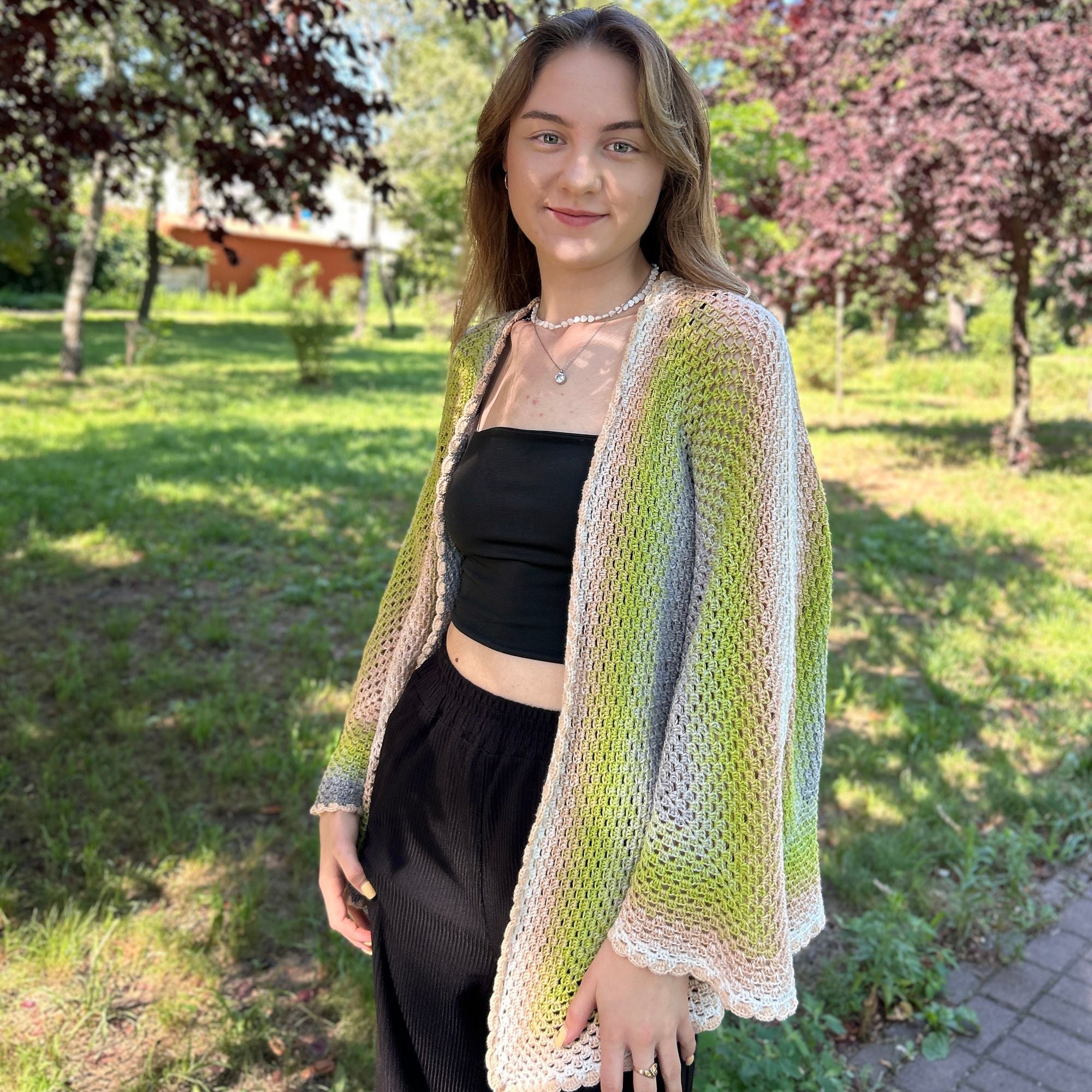 HEXAGON CARDIGAN Crochet Pattern (skill level beginner)