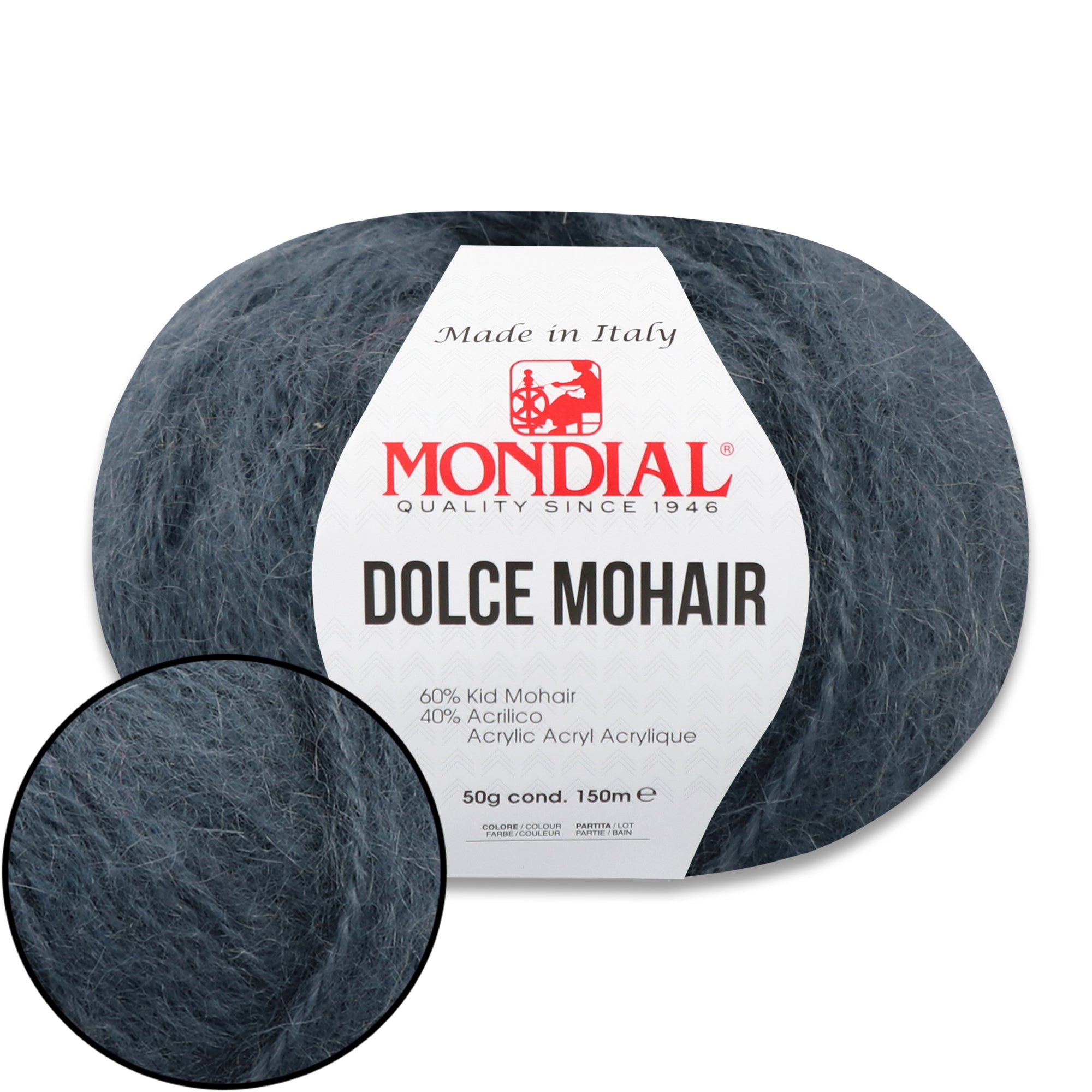 Mondial Dolce Mohair, 27 colors, 1.76 oz / 164 yds