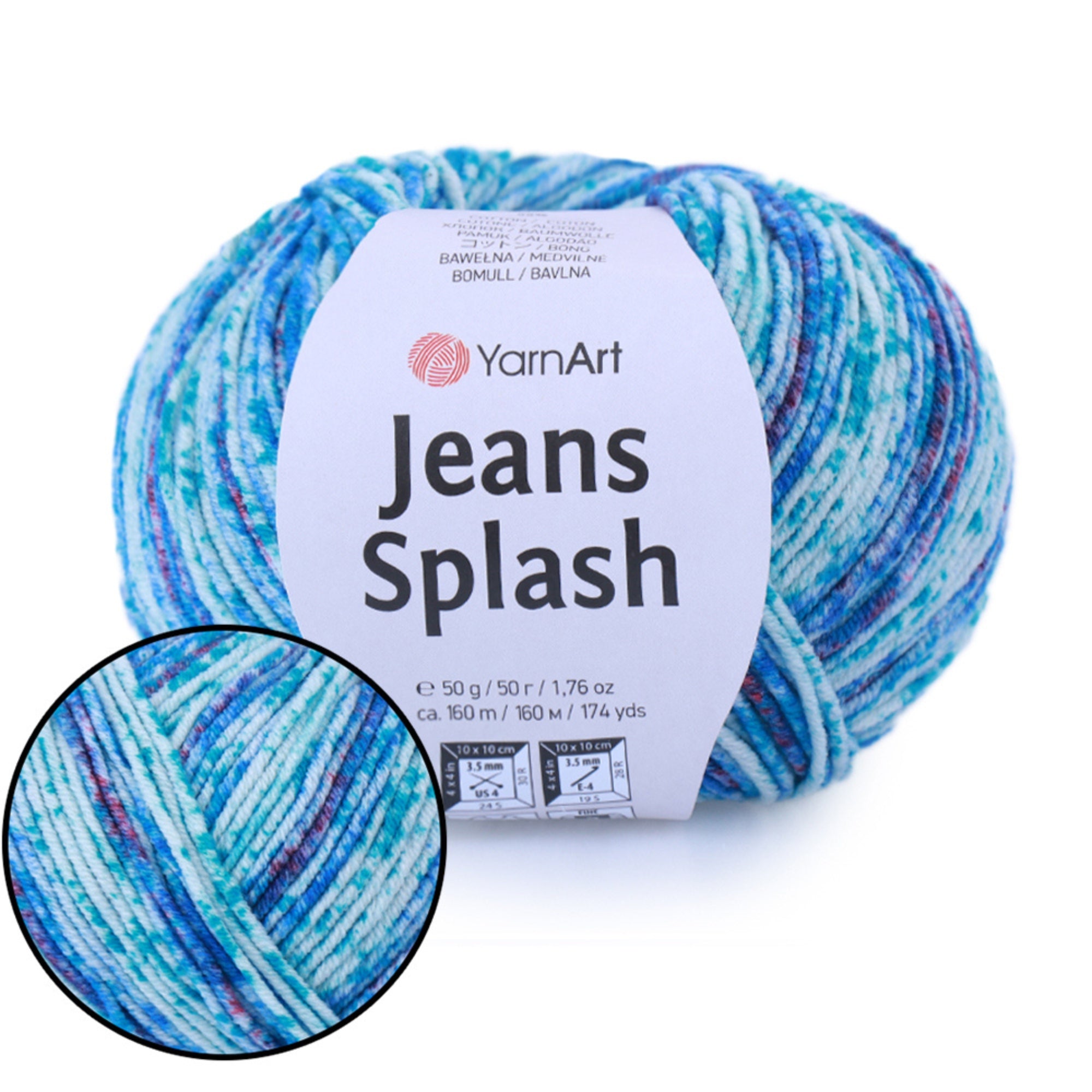 YarnArt Jeans Splash, 8 colors, 1.76 oz / 174 yds