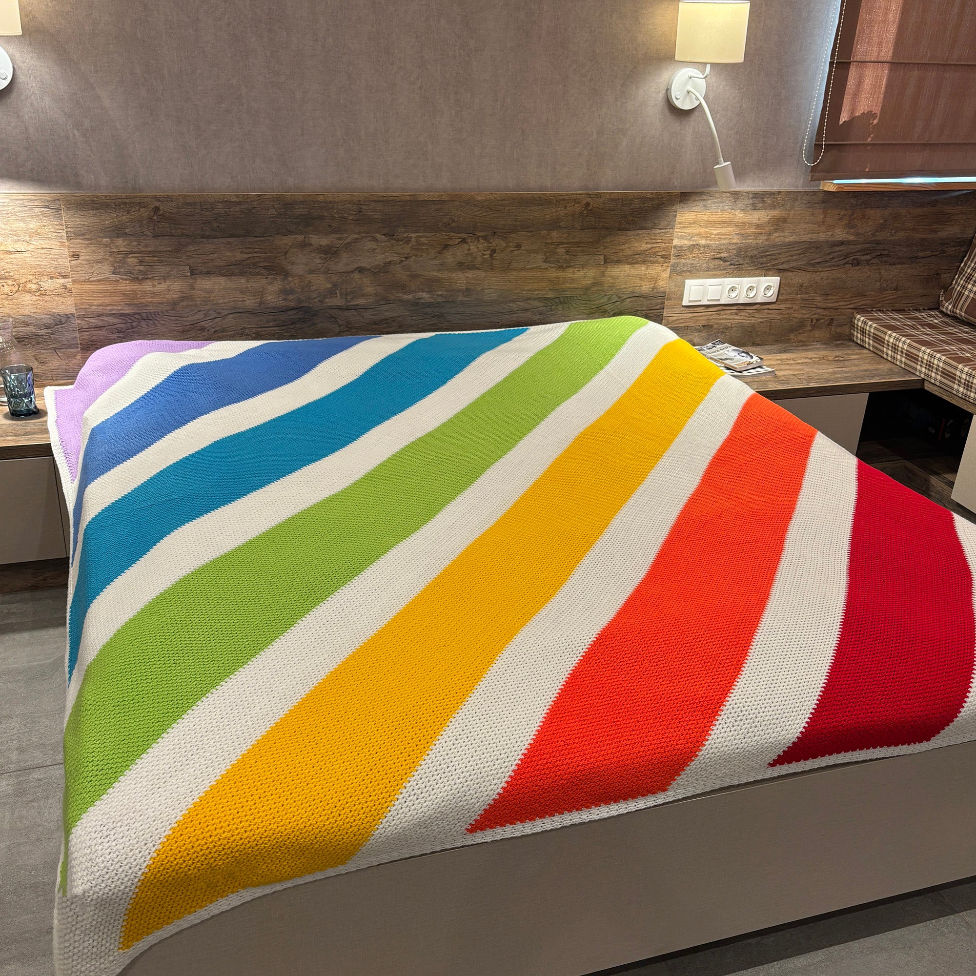 KING SIZE BED RAINBOW BLANKET Crochet Pattern (skill level Beginner)