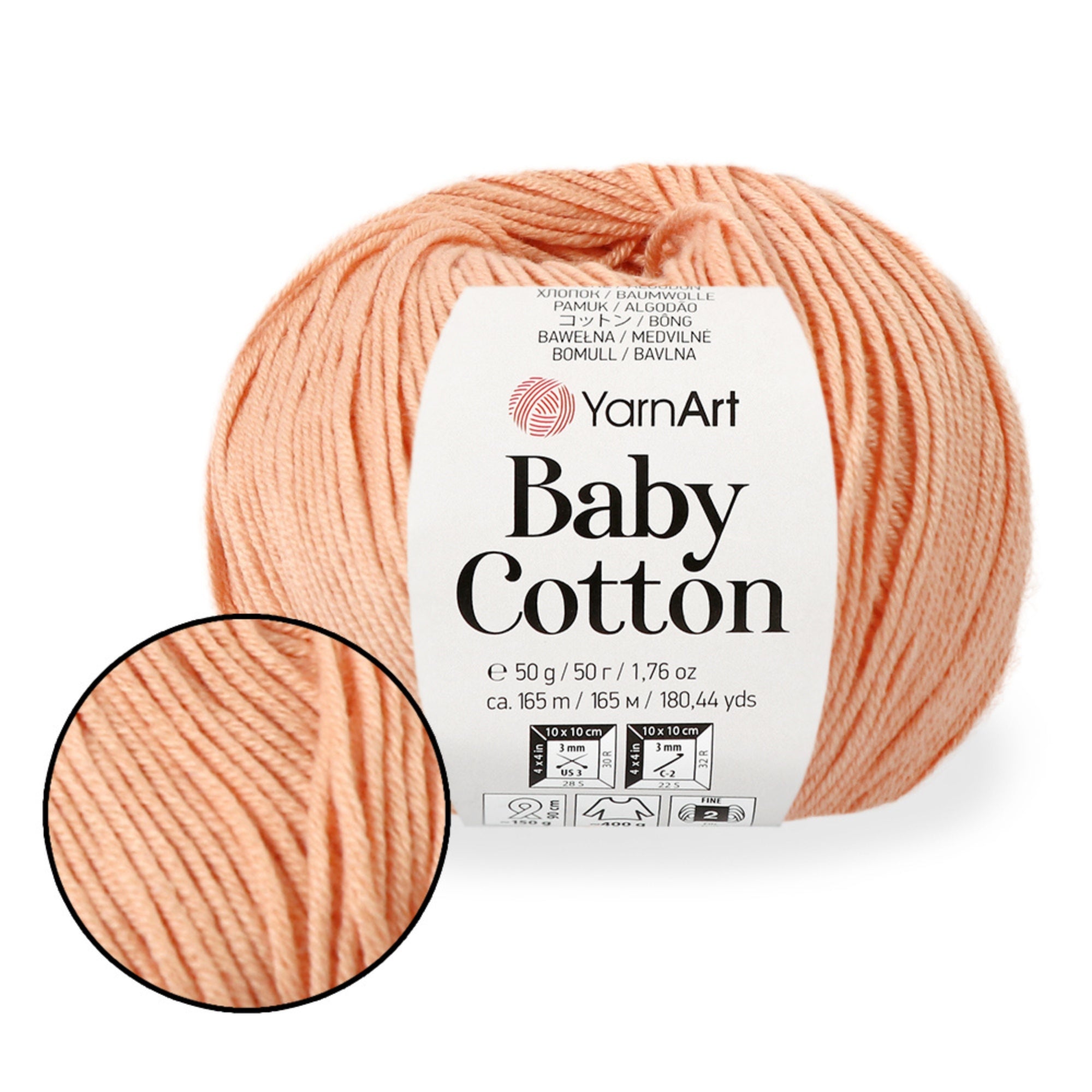 Yarnart Baby Cotton, 13 colors, 1.76 oz / 180 yds