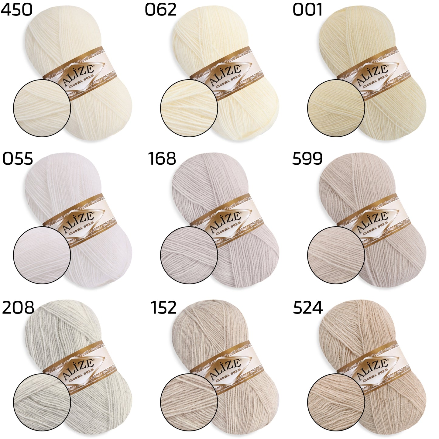 Alize Angora Gold, 56 colors, 3.53 oz / 601 yds