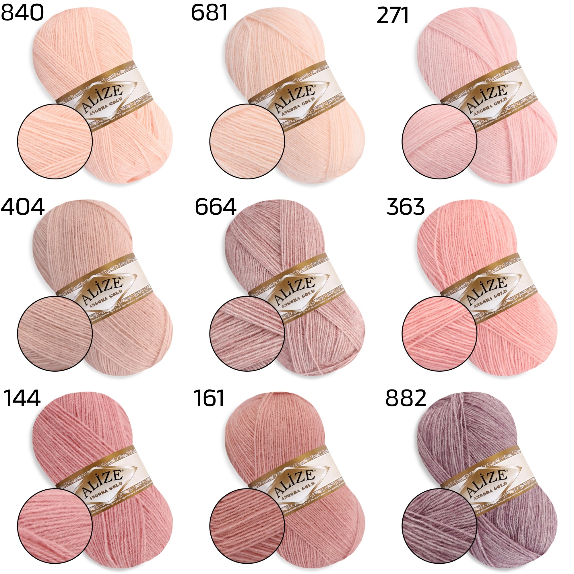 Alize Angora Gold, 56 colors, 3.53 oz / 601 yds