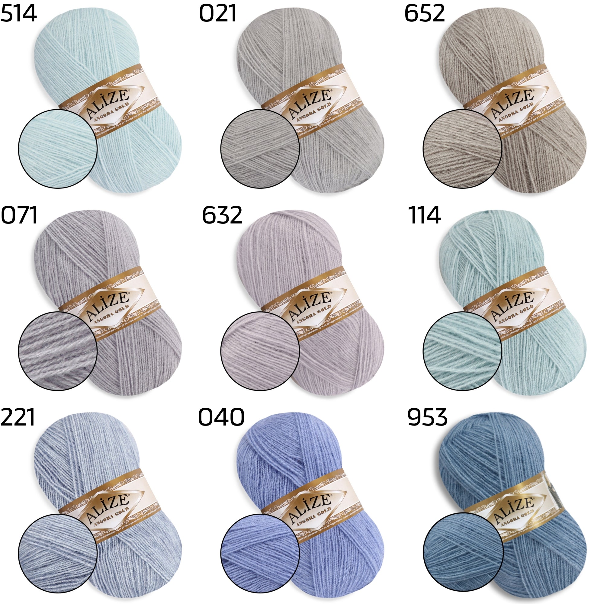 Alize Angora Gold, 56 colors, 3.53 oz / 601 yds