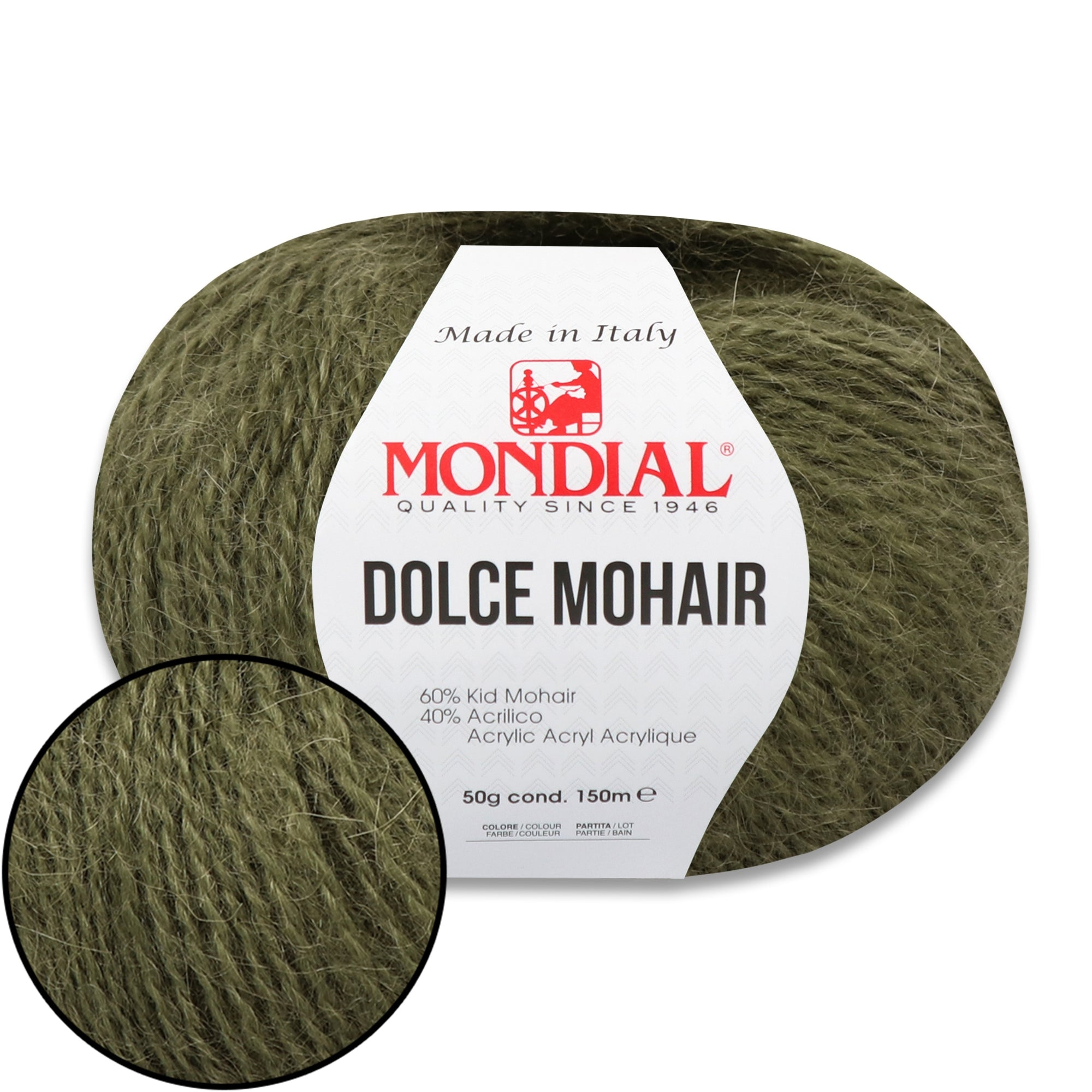 Mondial Dolce Mohair, 27 colors, 1.76 oz / 164 yds