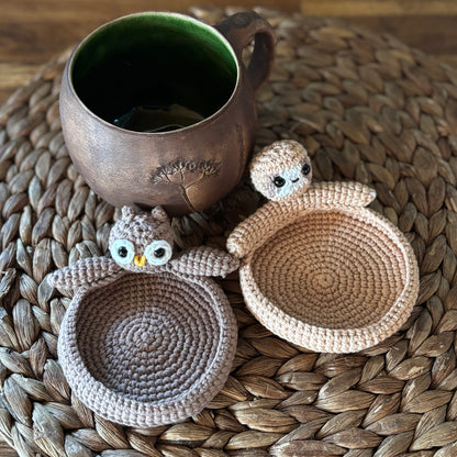 SLOTH & OWL COASTERS Crochet Pattern (skill level beginner)