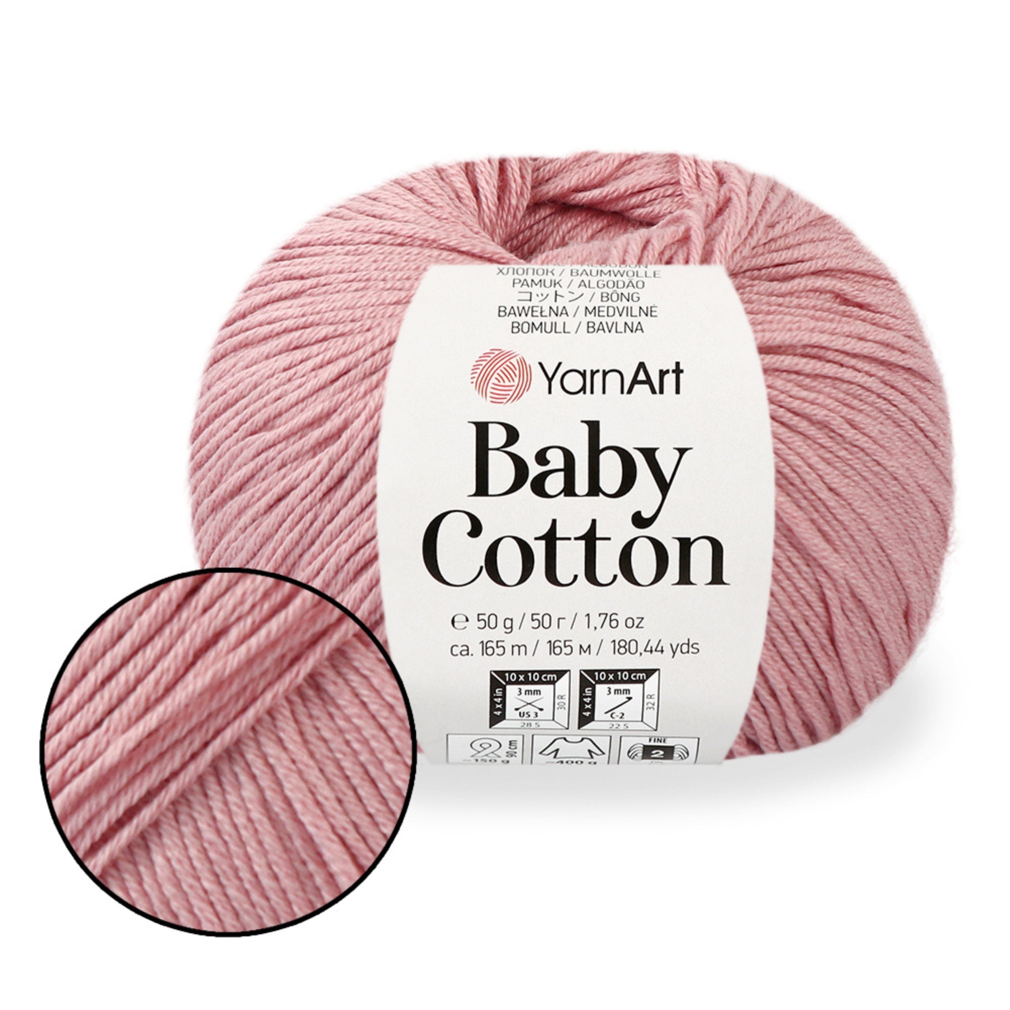 Yarnart Baby Cotton, 13 colors, 1.76 oz / 180 yds