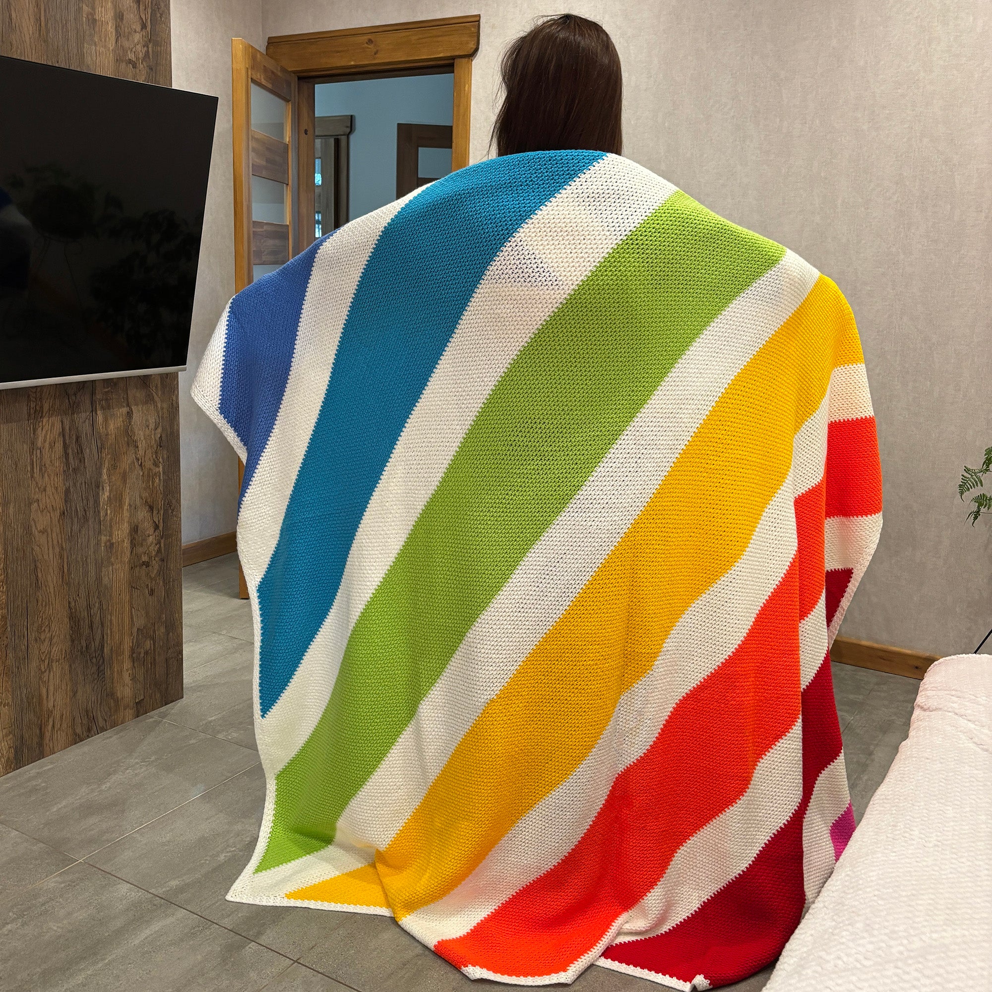 KING SIZE BED RAINBOW BLANKET Crochet Pattern (skill level Beginner)
