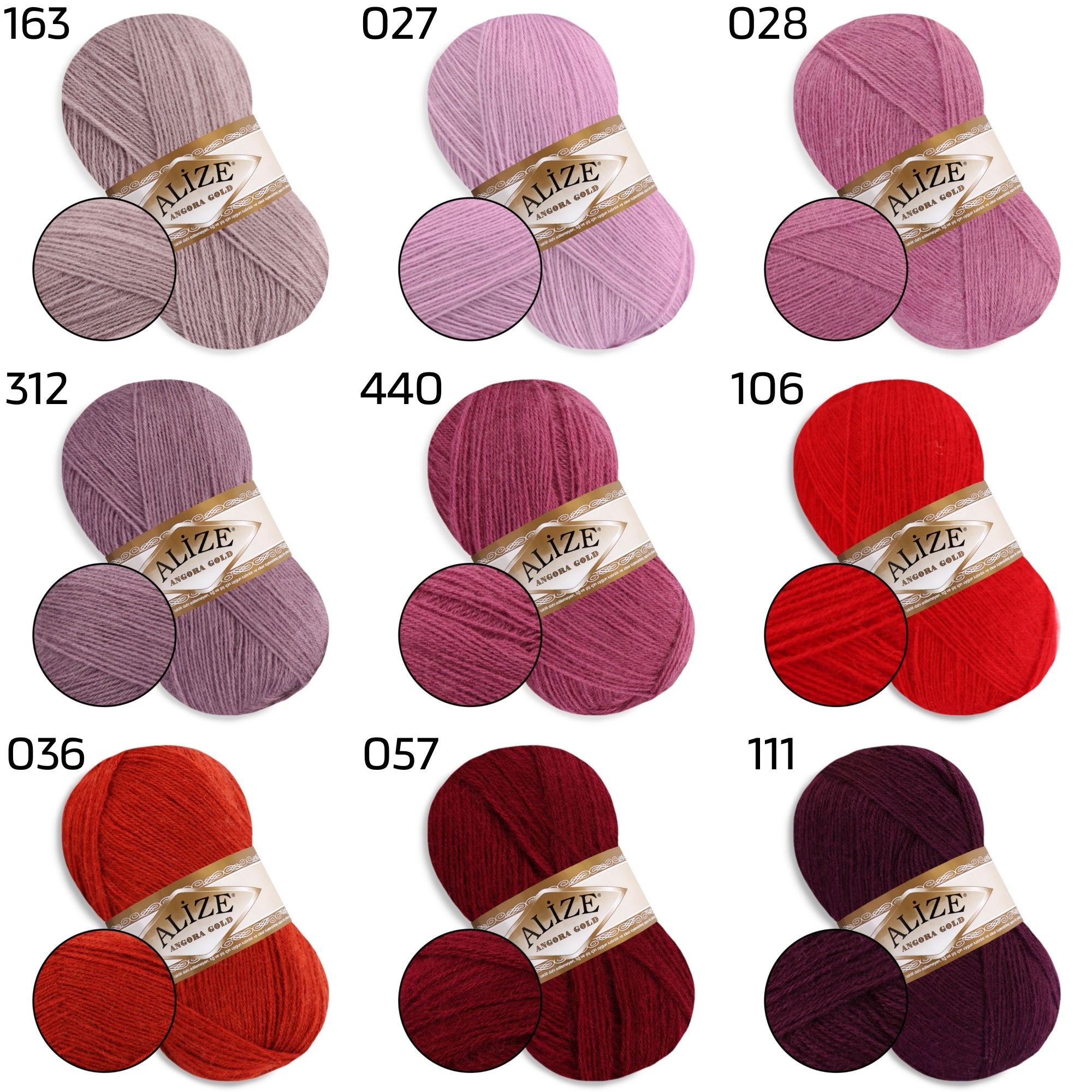 Alize Angora Gold, 56 colors, 3.53 oz / 601 yds