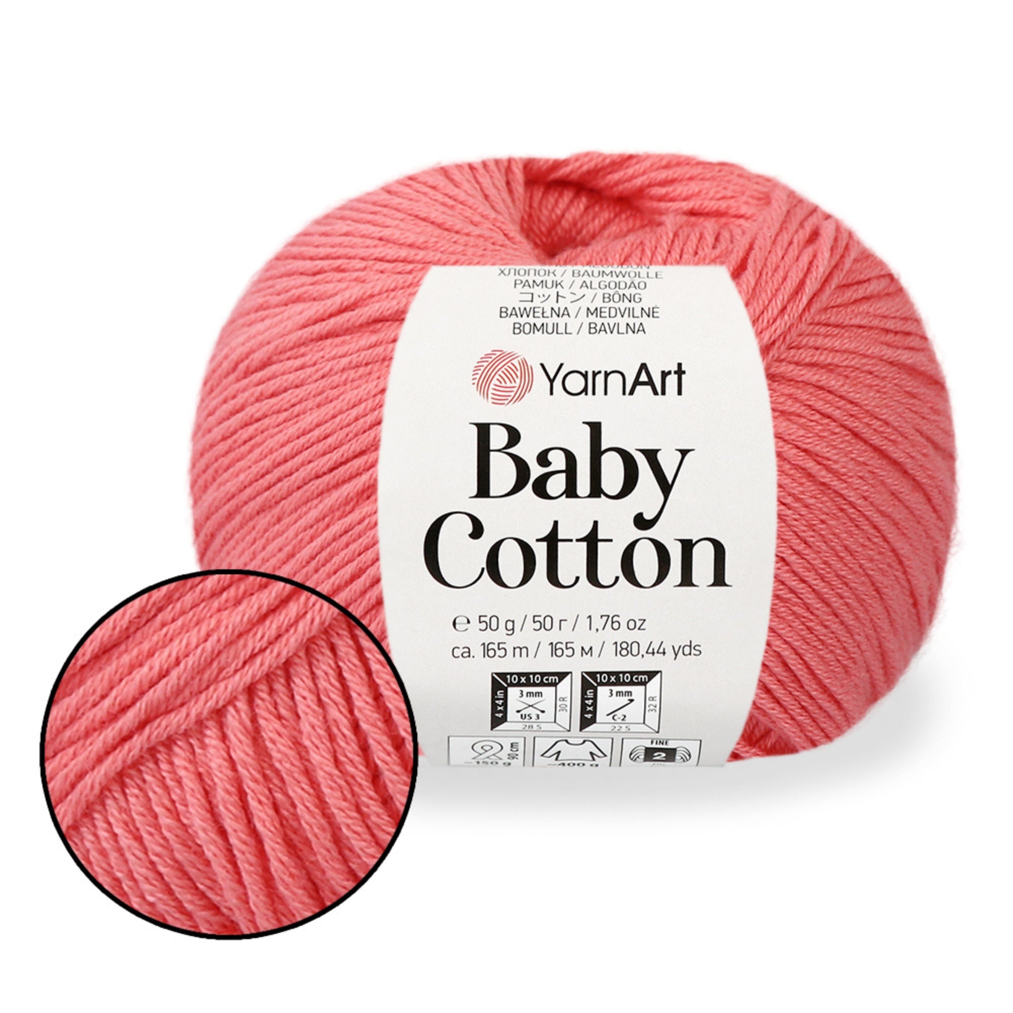 Yarnart Baby Cotton, 13 colors, 1.76 oz / 180 yds