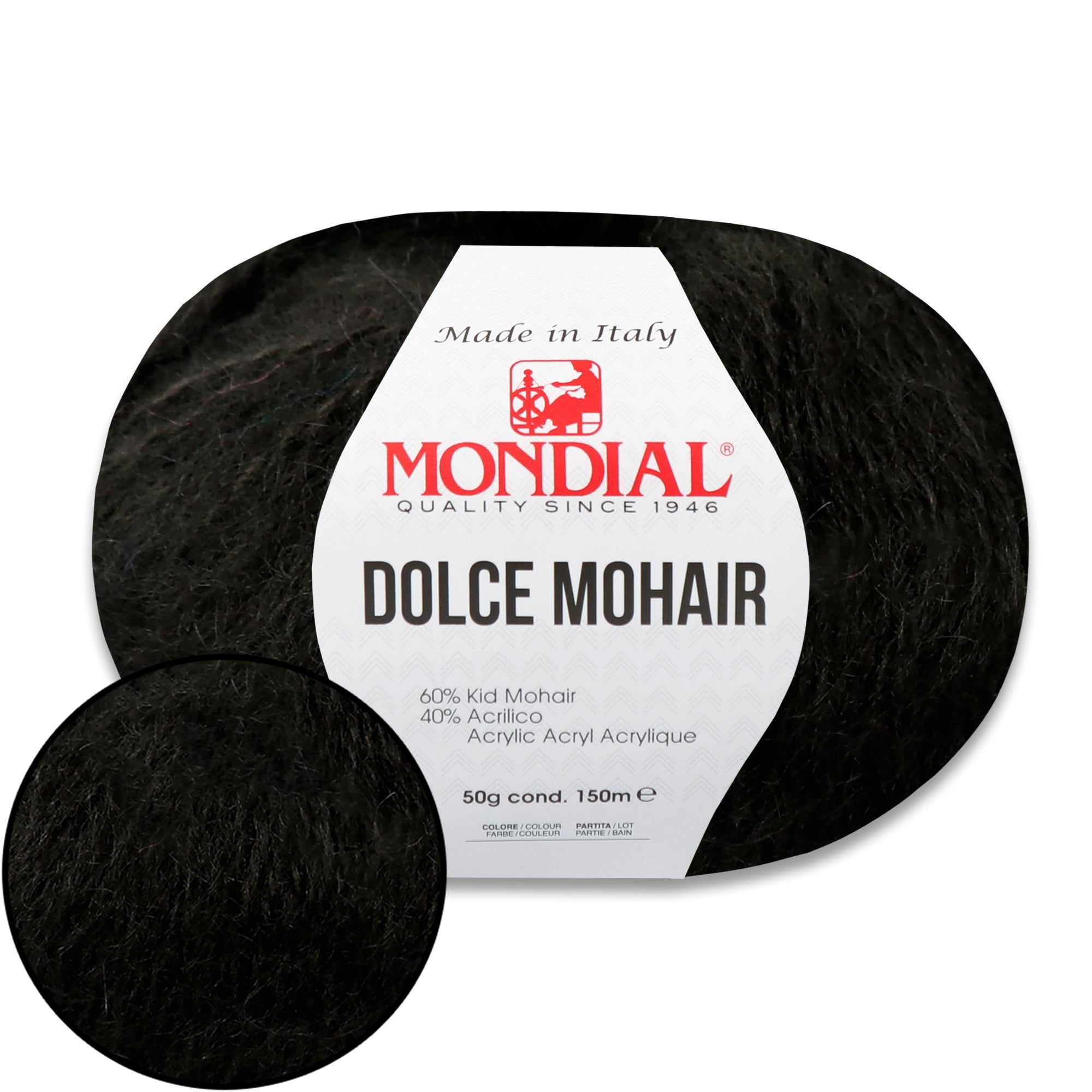 Mondial Dolce Mohair, 27 colors, 1.76 oz / 164 yds