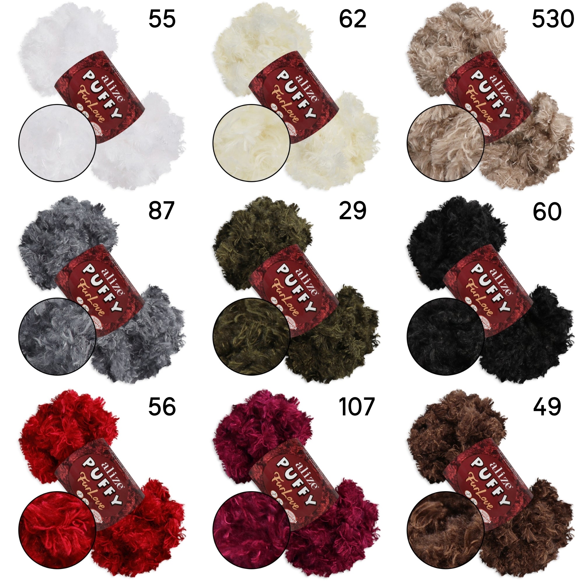 Alize Puffy Furlove 9 colors, 3.5 oz / 6.8 yds
