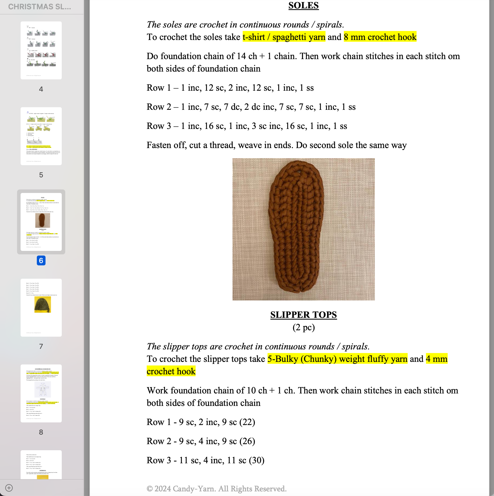 CHRISTMAS SLIPPERS Crochet Pattern (skill level Intermediate)