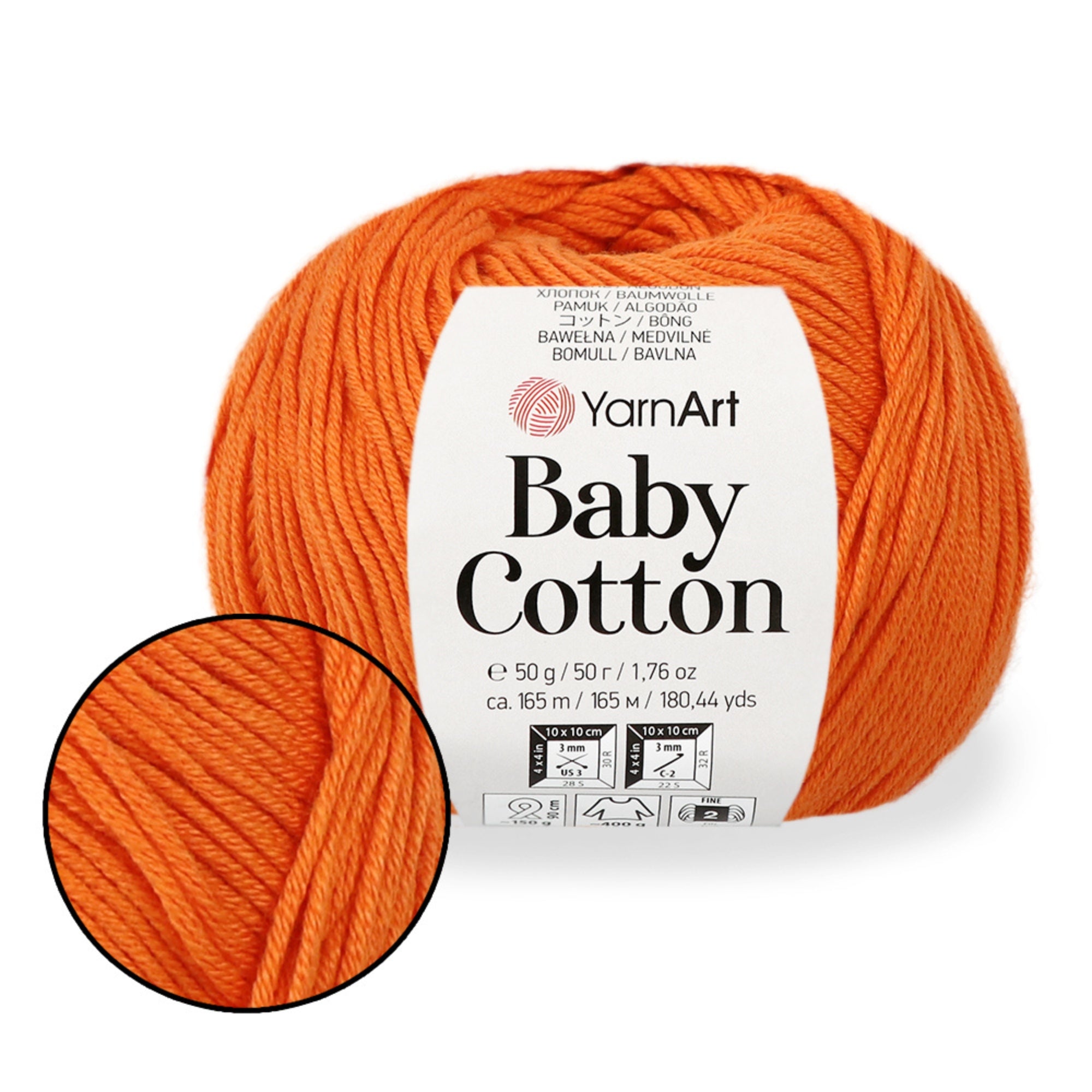 Yarnart Baby Cotton, 13 colors, 1.76 oz / 180 yds