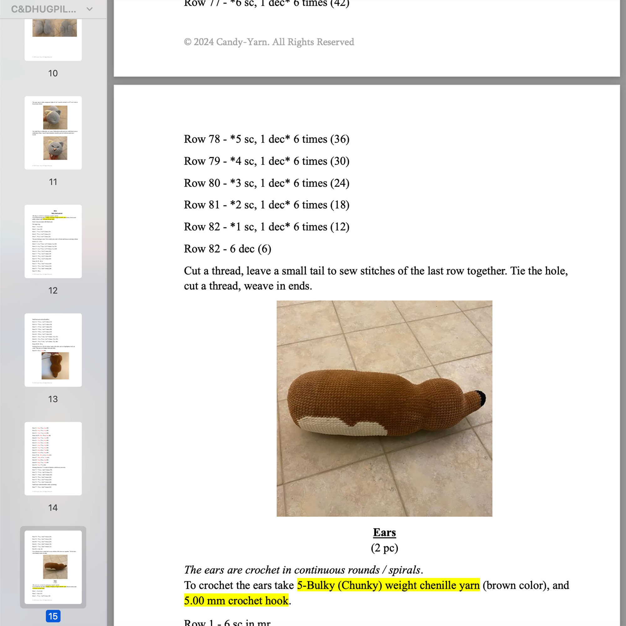 Dog Pillow Crochet Kit (skill level Intermediate)