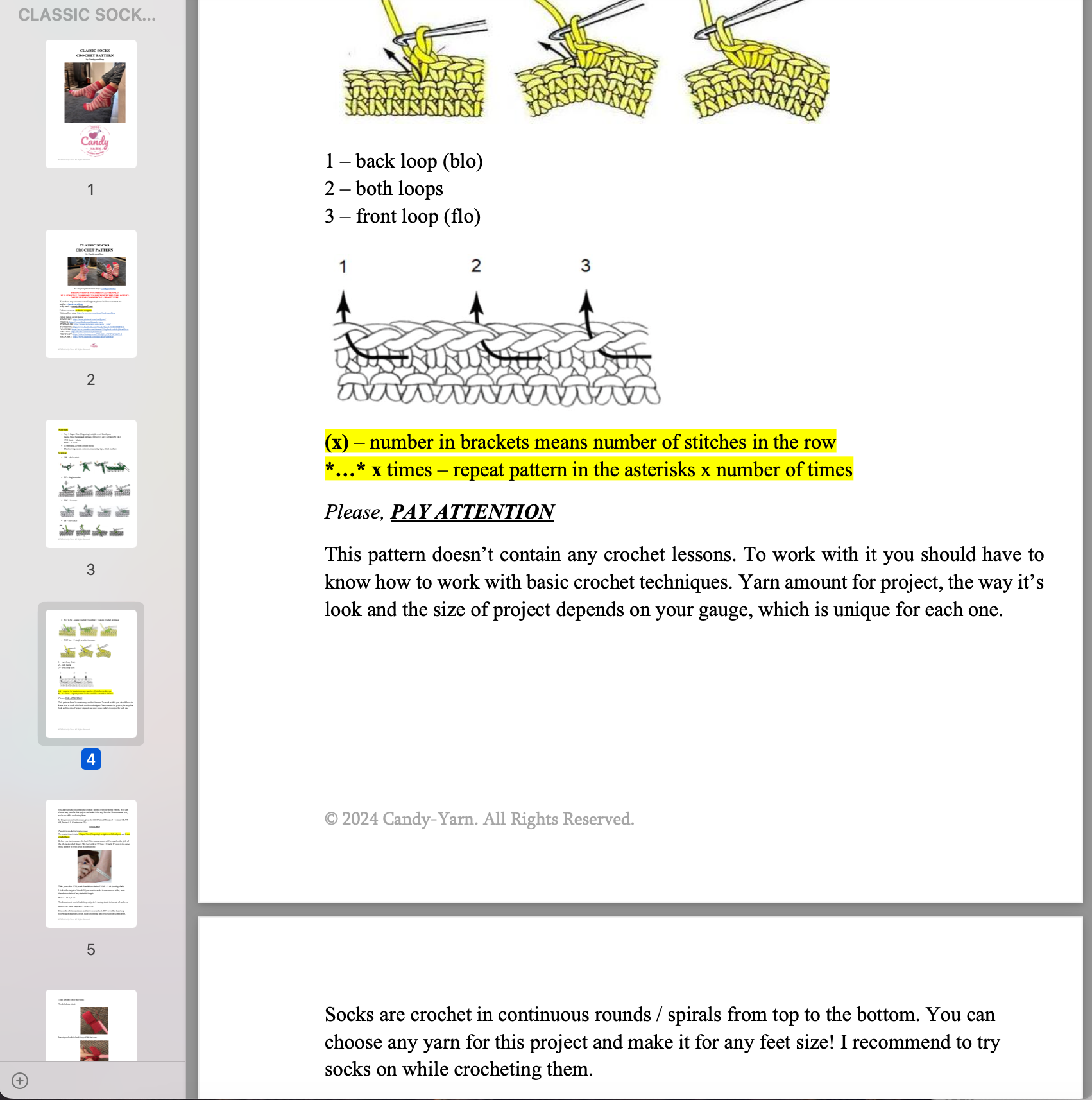 CROCHET SOCKS Crochet Pattern (skill level beginner)