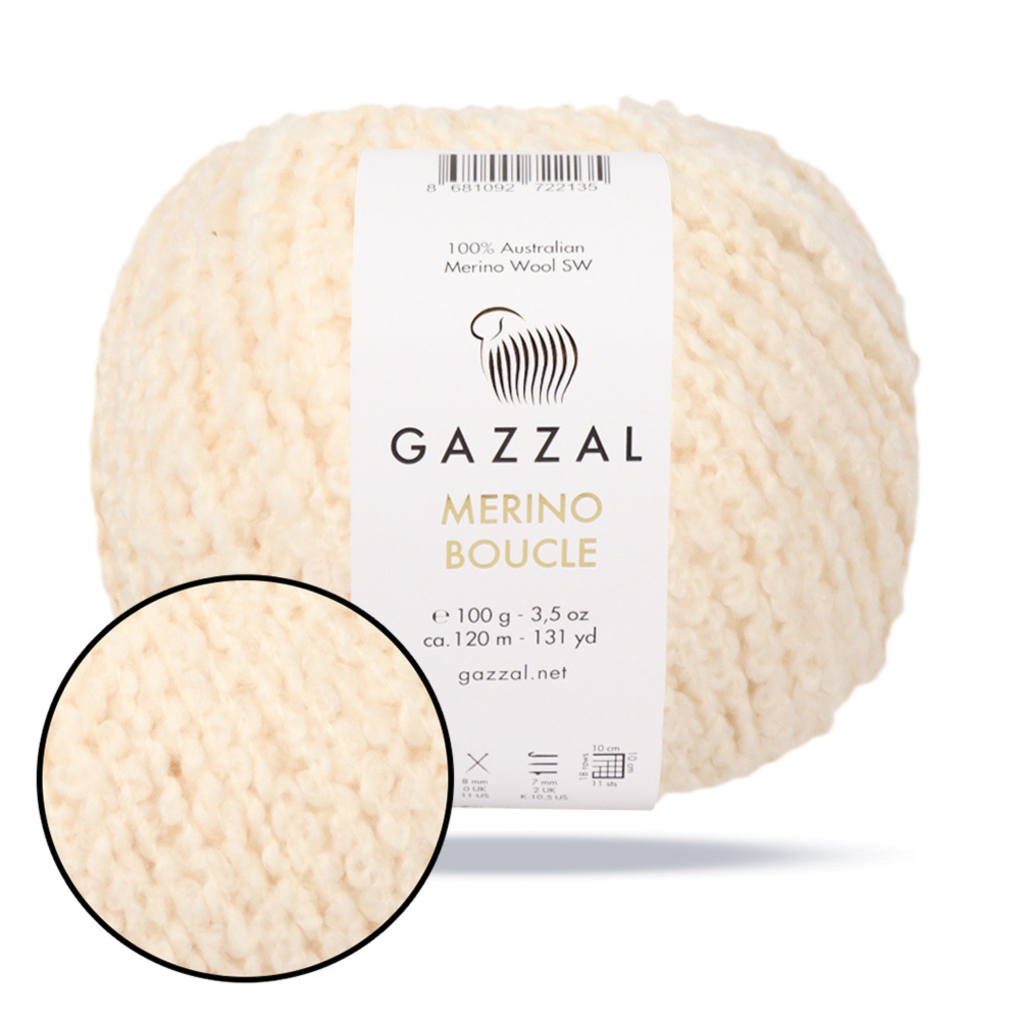 Gazzal Merino Boucle, 6 colors, 3.53 oz / 131 yds