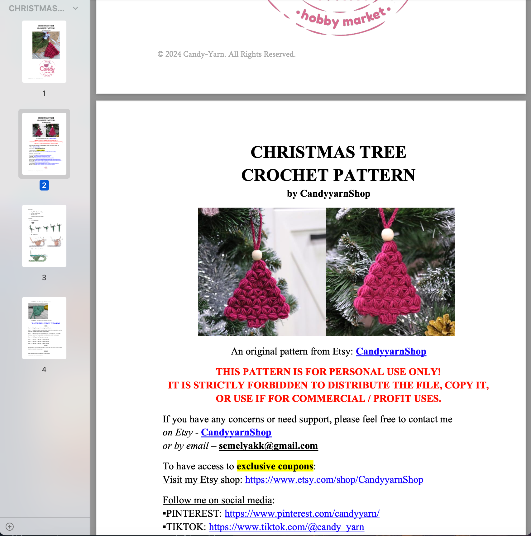 EASY JASMINE STITCH CHRISTMAS TREE Crochet Pattern (skill level Beginner)