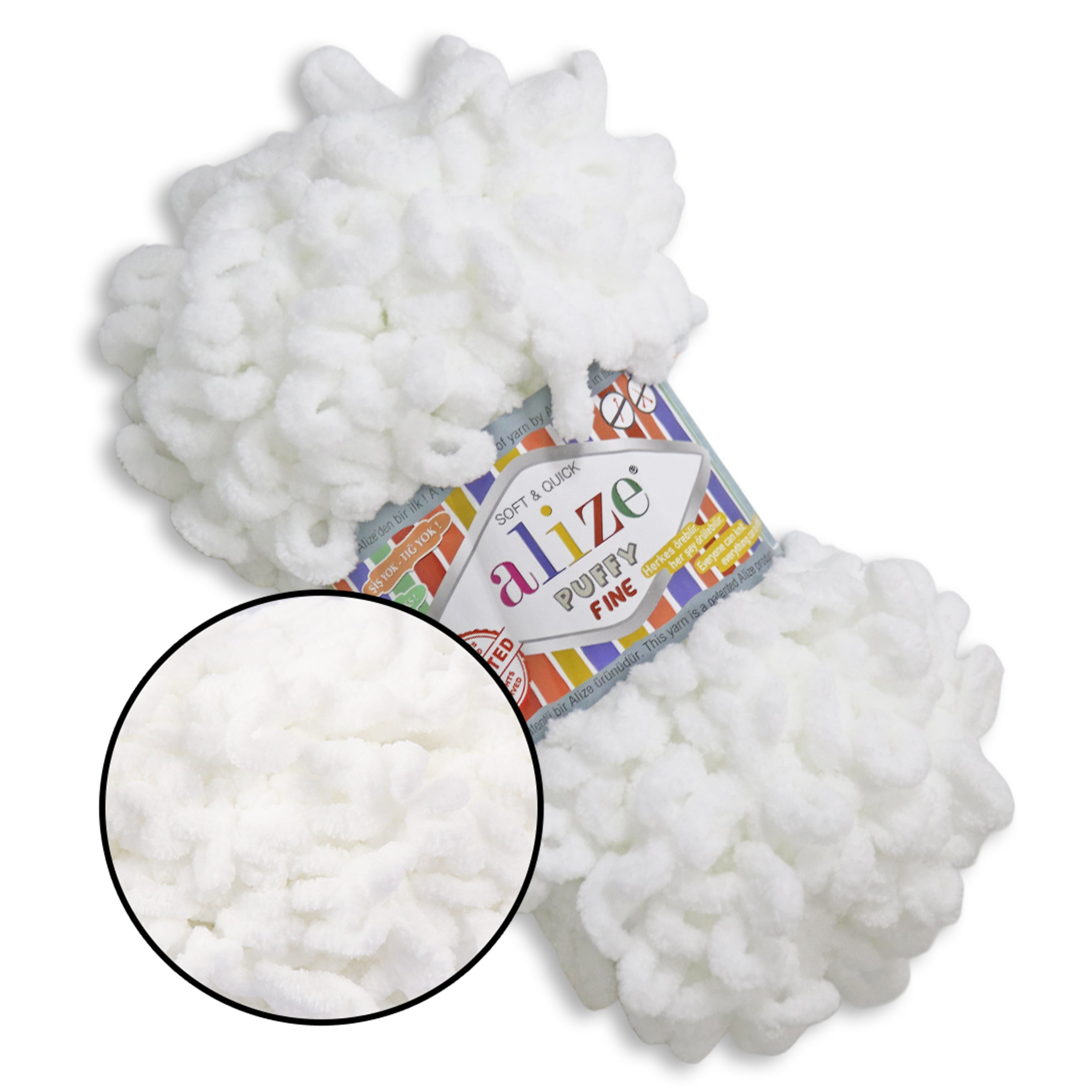 Alize Puffy Fine, 42 Colors, 3.5 oz / 15.3 yds