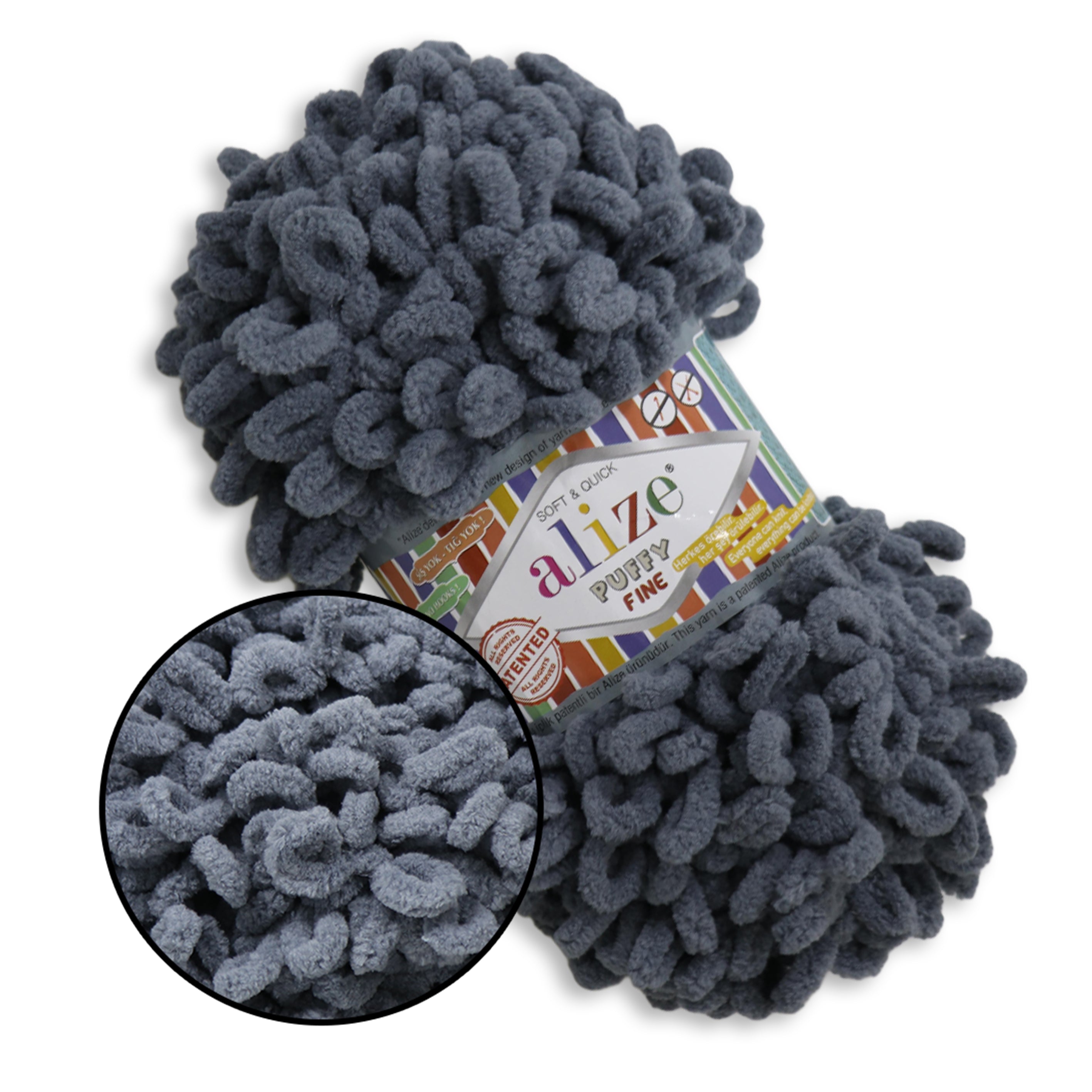 Alize Puffy Fine, 42 Colors, 3.5 oz / 15.3 yds