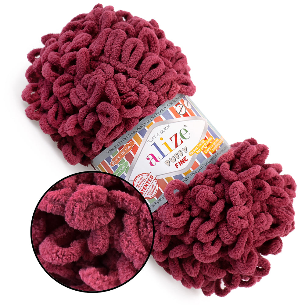 Alize Puffy Fine, 42 Colors, 3.5 oz / 15.3 yds