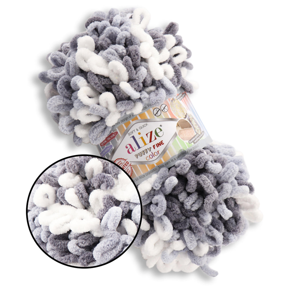 Alize Puffy Fine Color, 19 colors, 3.5 oz / 15.3 yds