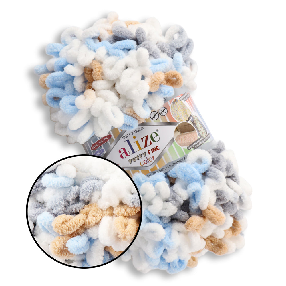 Alize Puffy Fine Color, 19 colors, 3.5 oz / 15.3 yds