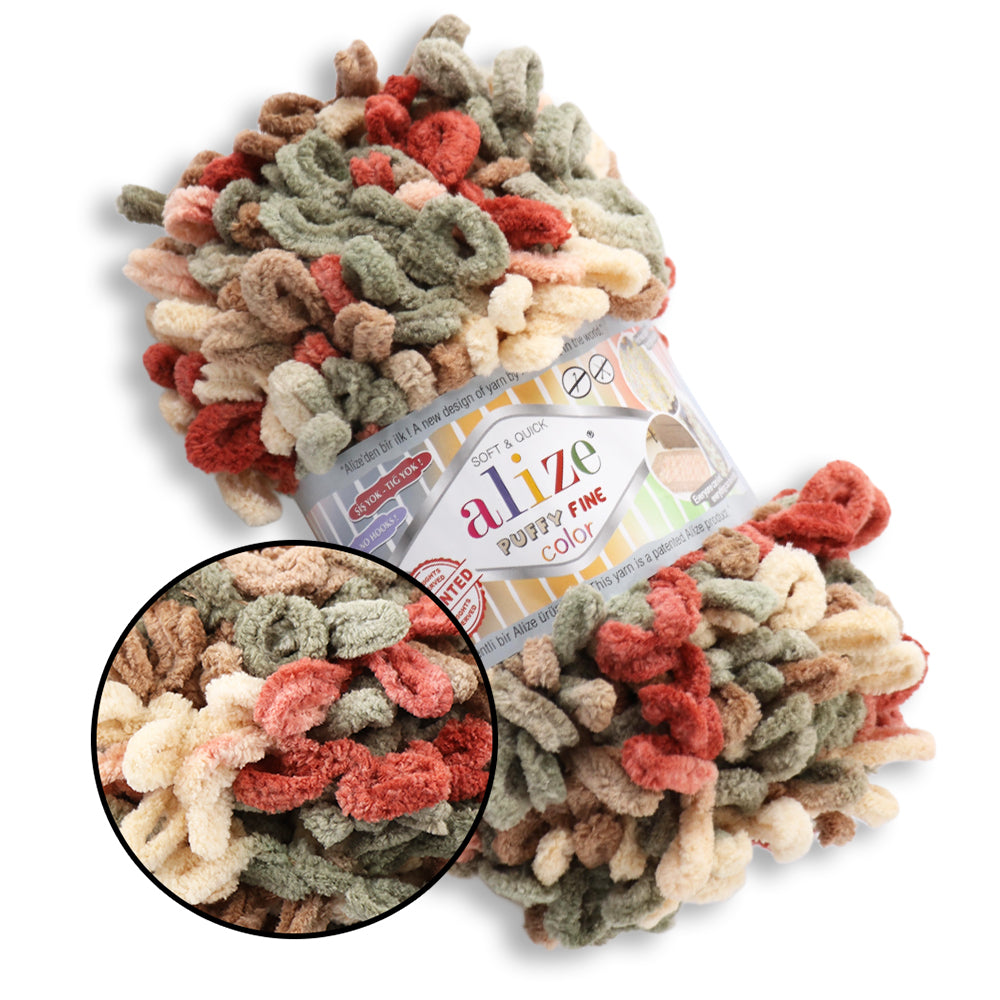 Alize Puffy Fine Color, 19 colors, 3.5 oz / 15.3 yds