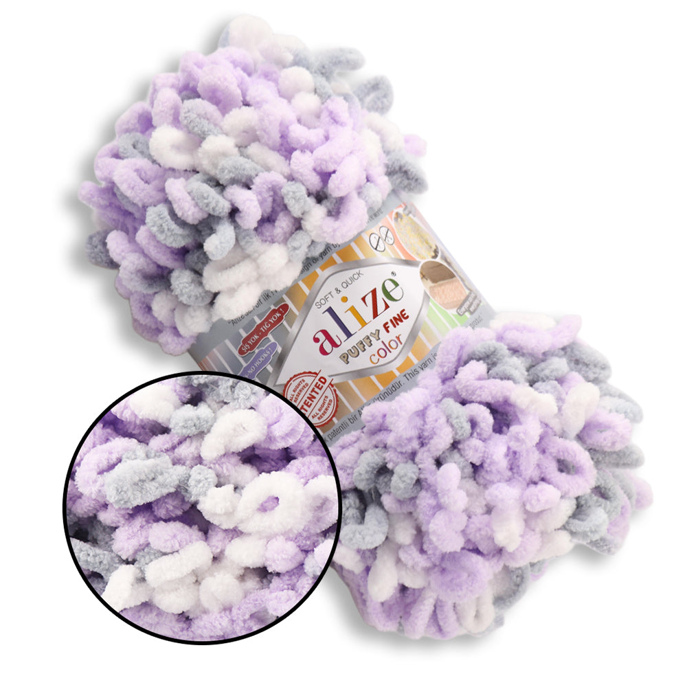 Alize Puffy Fine Color, 19 colors, 3.5 oz / 15.3 yds