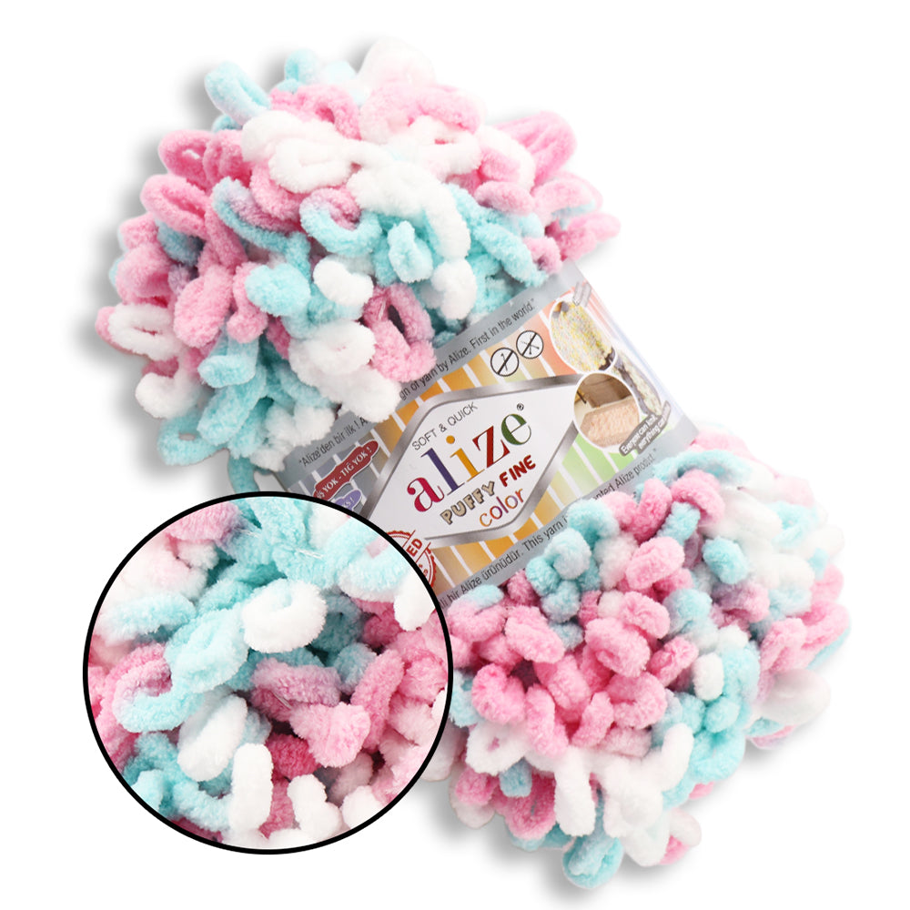 Alize Puffy Fine Color, 19 colors, 3.5 oz / 15.3 yds