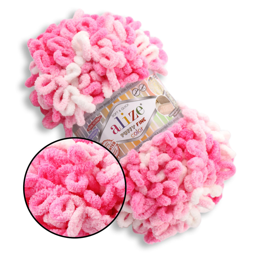 Alize Puffy Fine Color, 19 colors, 3.5 oz / 15.3 yds