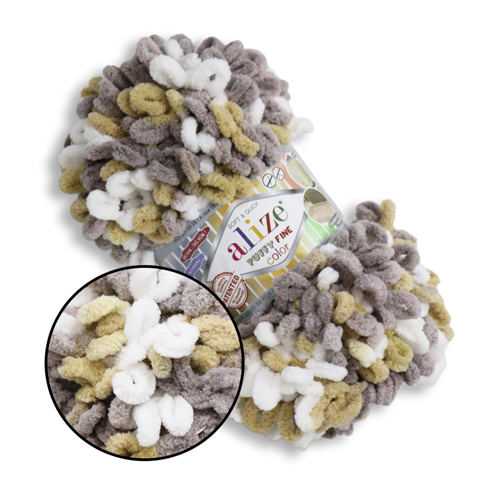 Alize Puffy Fine Color, 19 colors, 3.5 oz / 15.3 yds